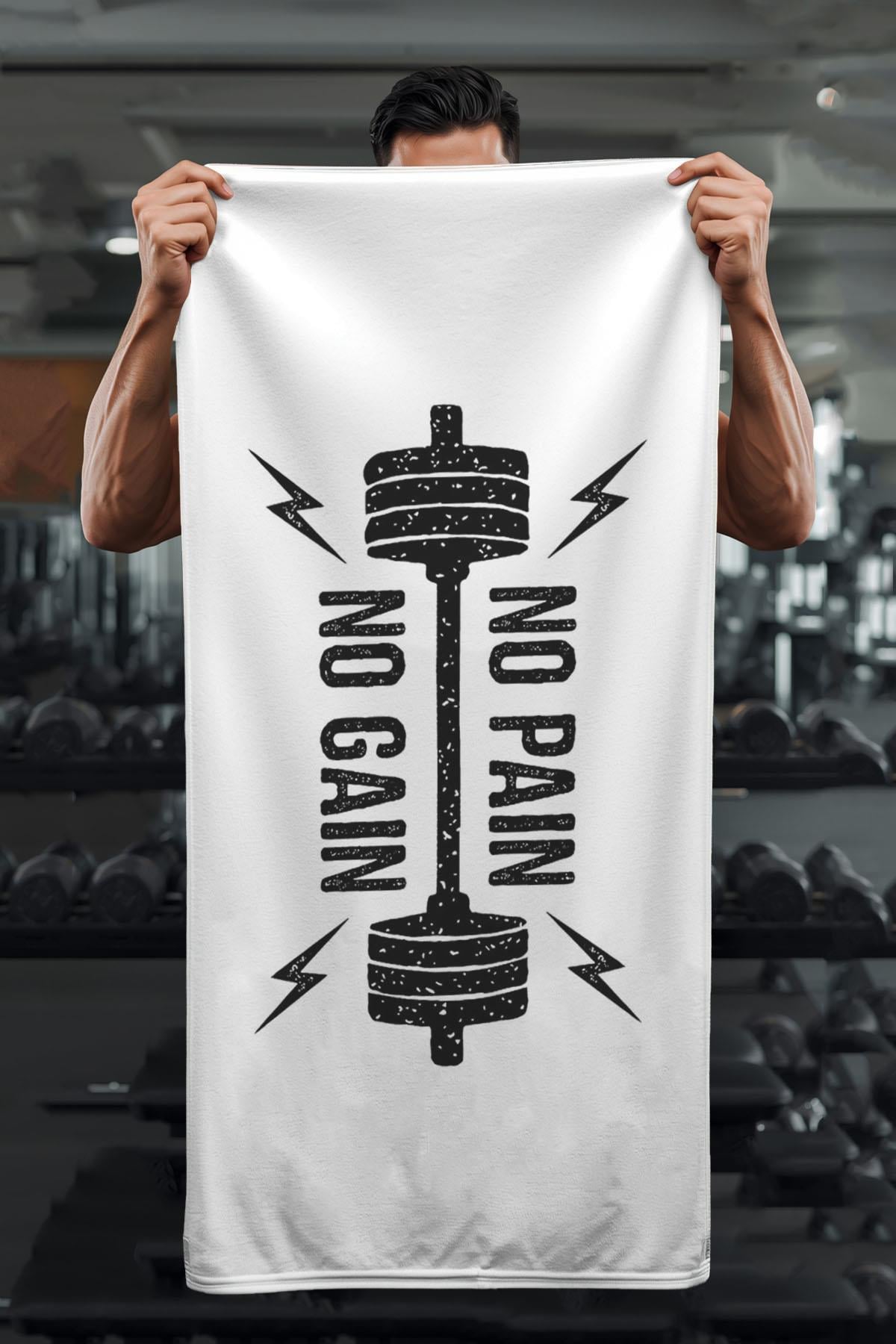Dijital Baskı No Pain No Gain Desenli Spor Havlusu HVL0239
