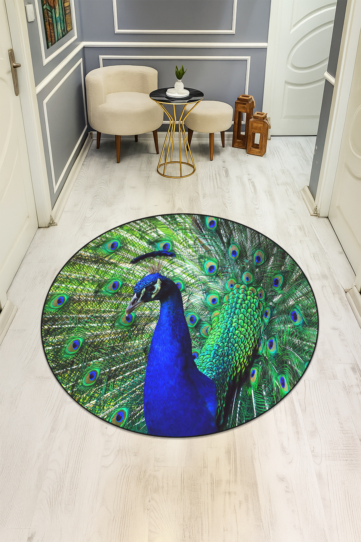 Dijital Baskı Modern Kaymaz Taban Halı H0340
