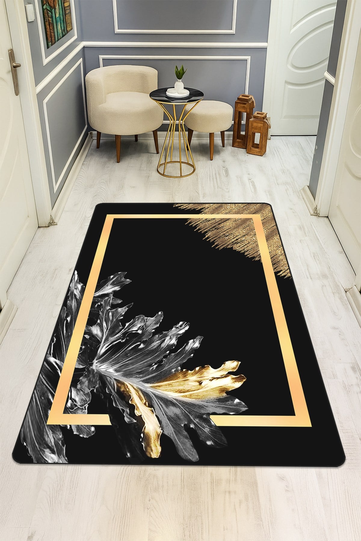 Modern Desenli Dijital Baskı Kaymaz Taban Halı H0193