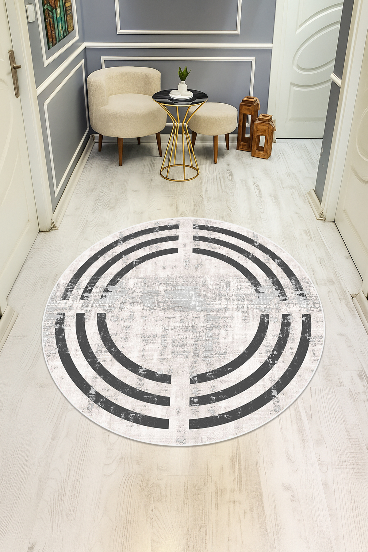 Dijital Baskı Modern Kaymaz Taban Halı H0307