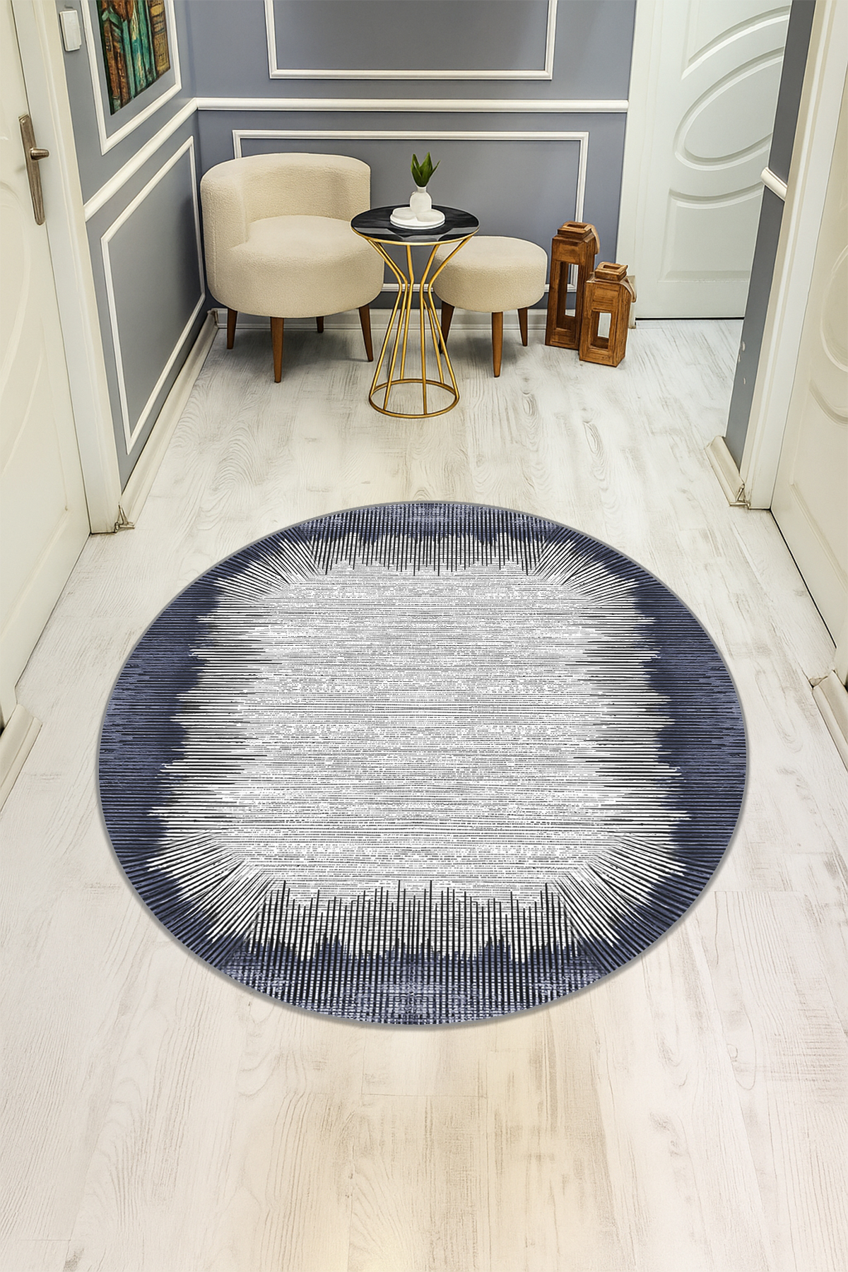 Dijital Baskı Modern Kaymaz Taban Halı H0356