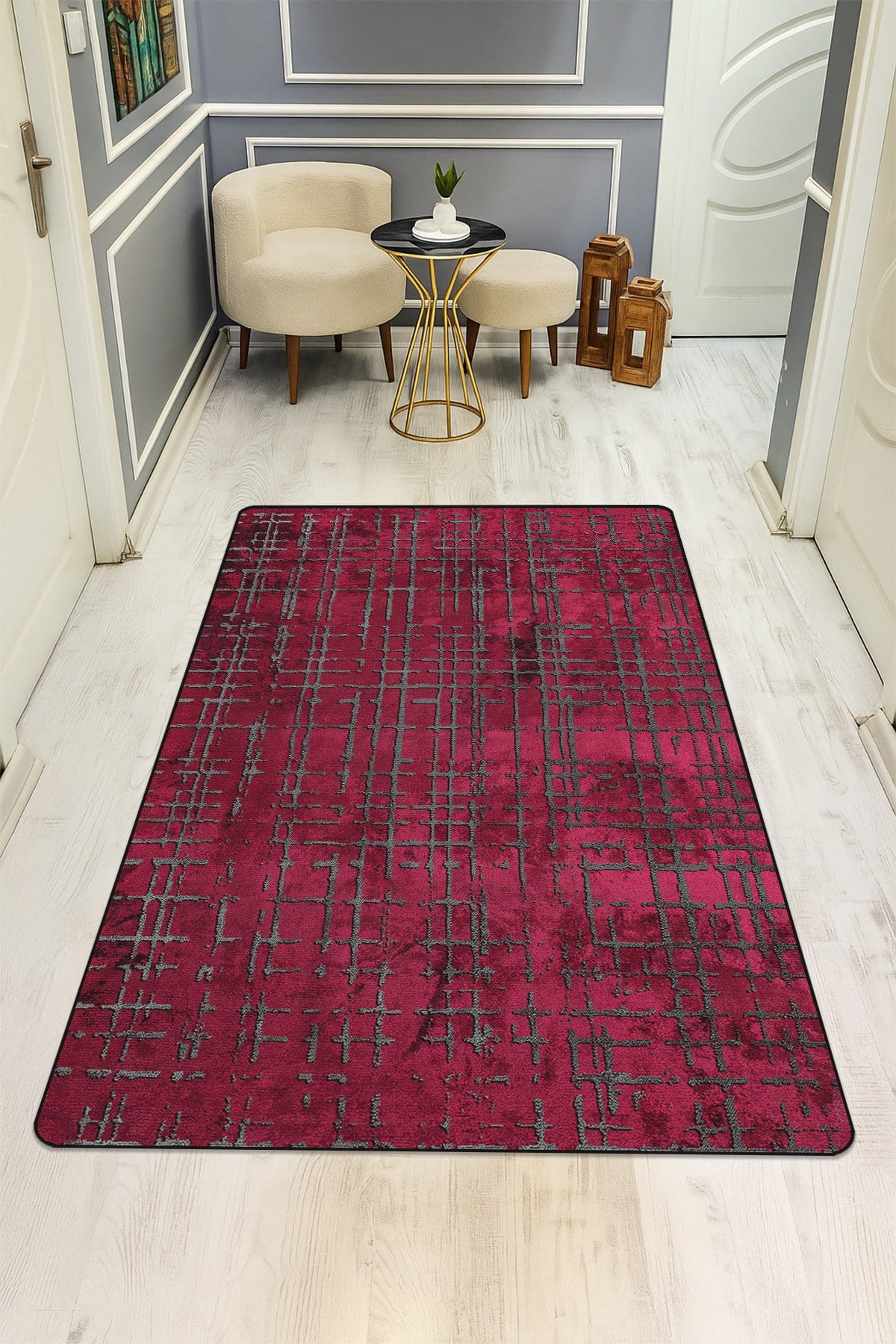 Modern Desenli Dijital Baskı Kaymaz Taban Halı H0931