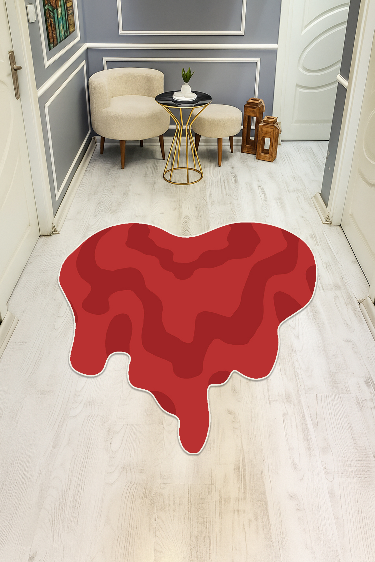 Dijital Baskı Modern Kaymaz Taban Halı H0411