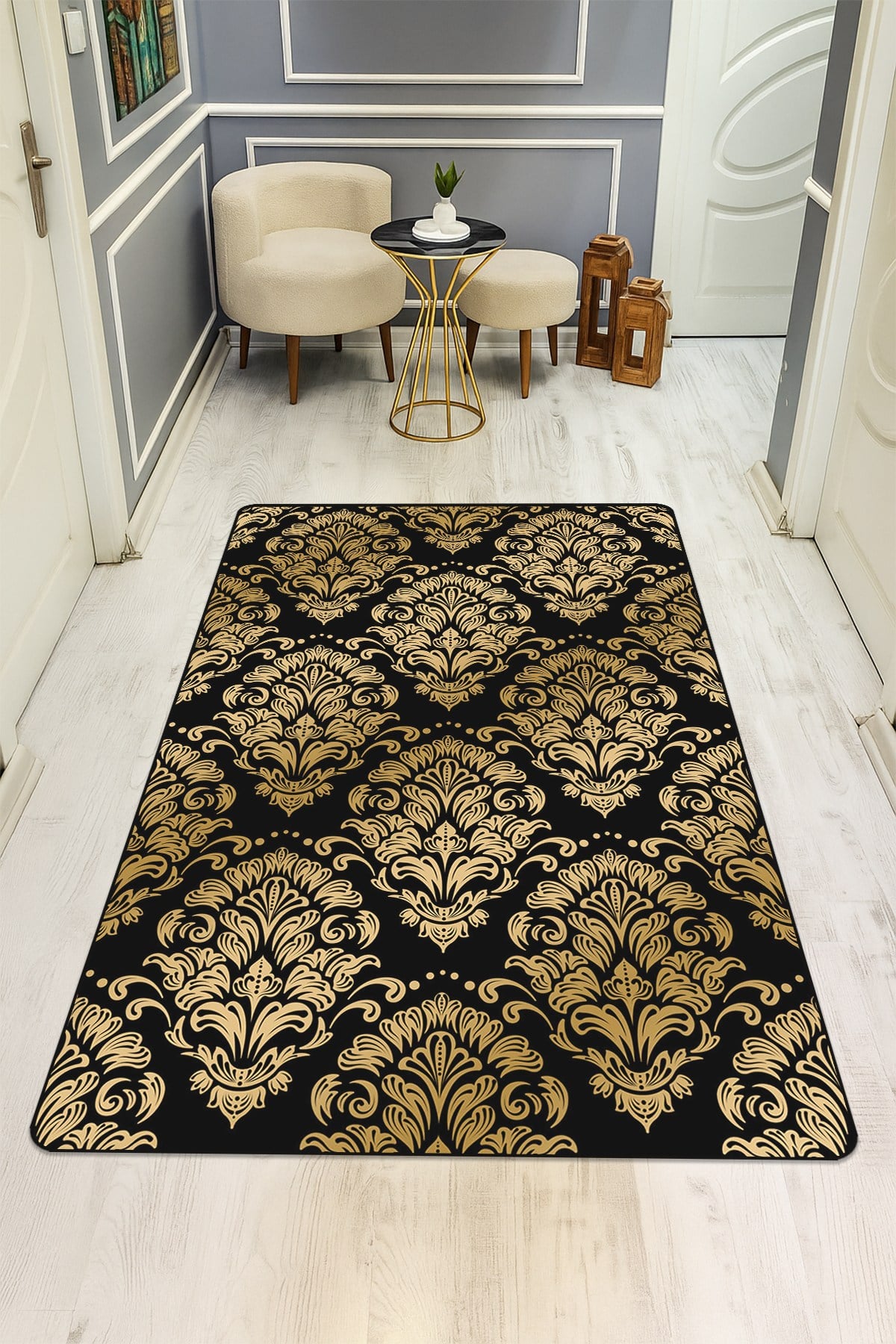 Modern Desenli Dijital Baskı Kaymaz Taban Halı H-0729