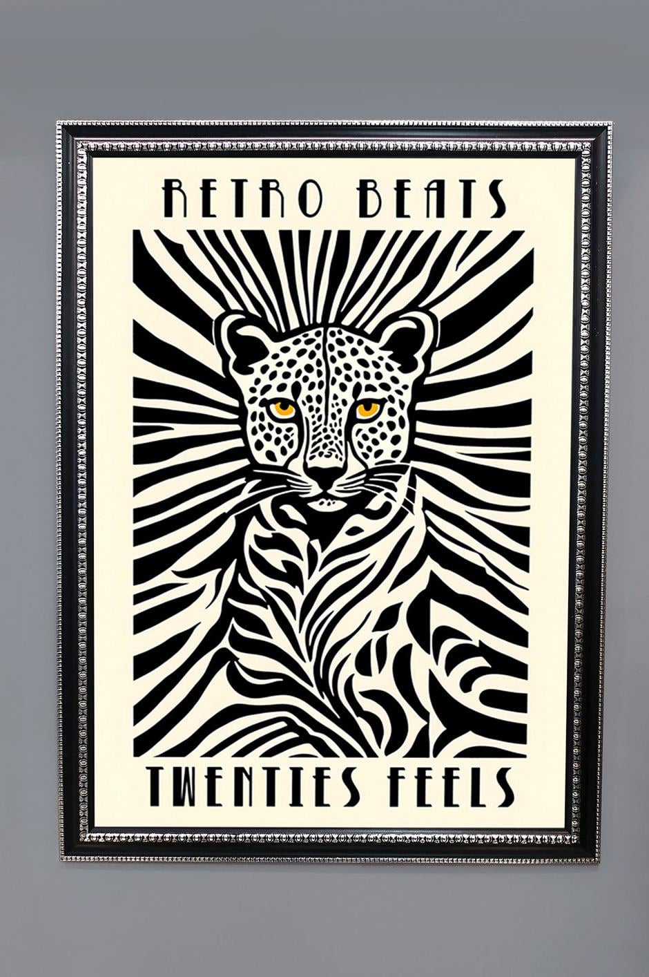 Modern Leopar Desenli Dijital Baskılı Kadife Kumaş Çerçeveli Tablo TBL0077