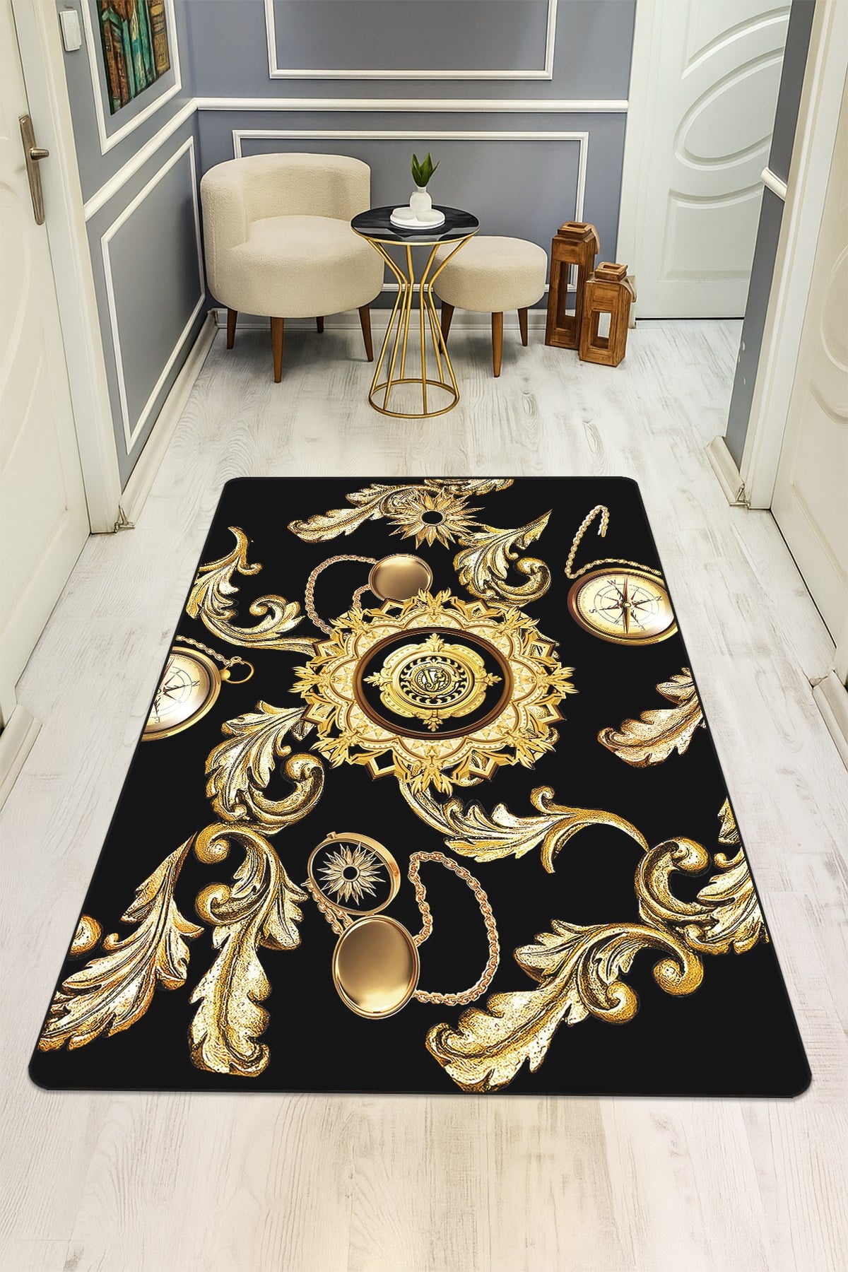 Modern Desenli Dijital Baskı Kaymaz Taban Halı H0199