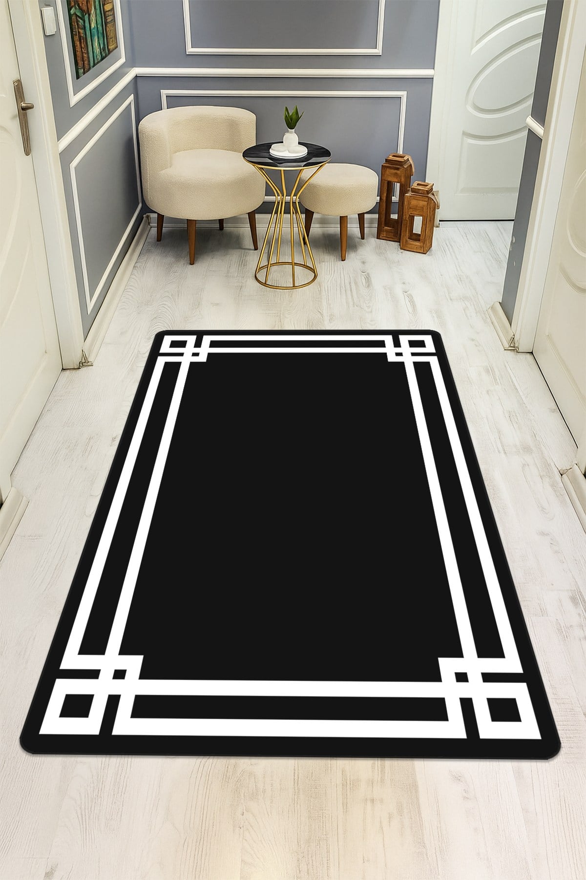 Modern Desenli Dijital Baskı Kaymaz Taban Halı H0156