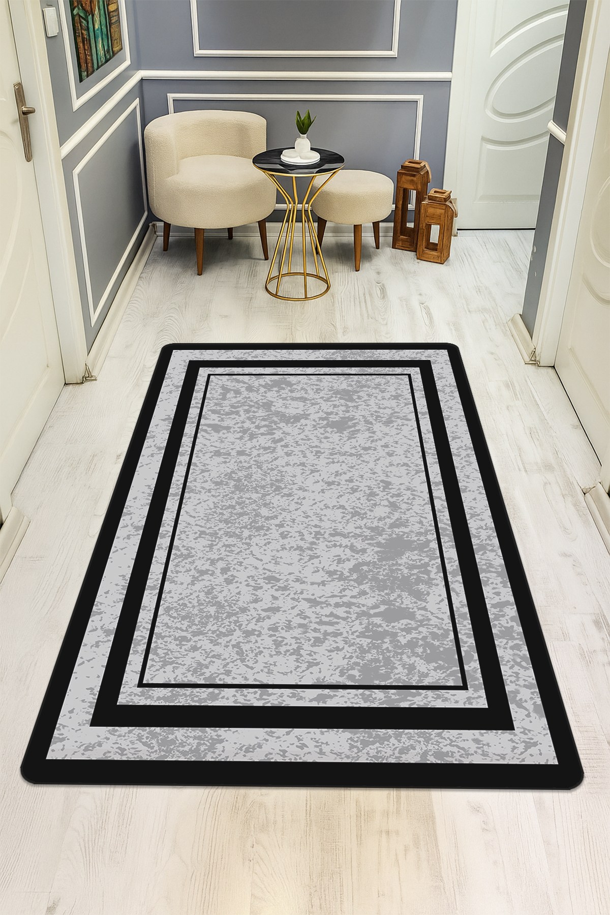 Modern Desenli Dijital Baskı Kaymaz Taban Halı H0172