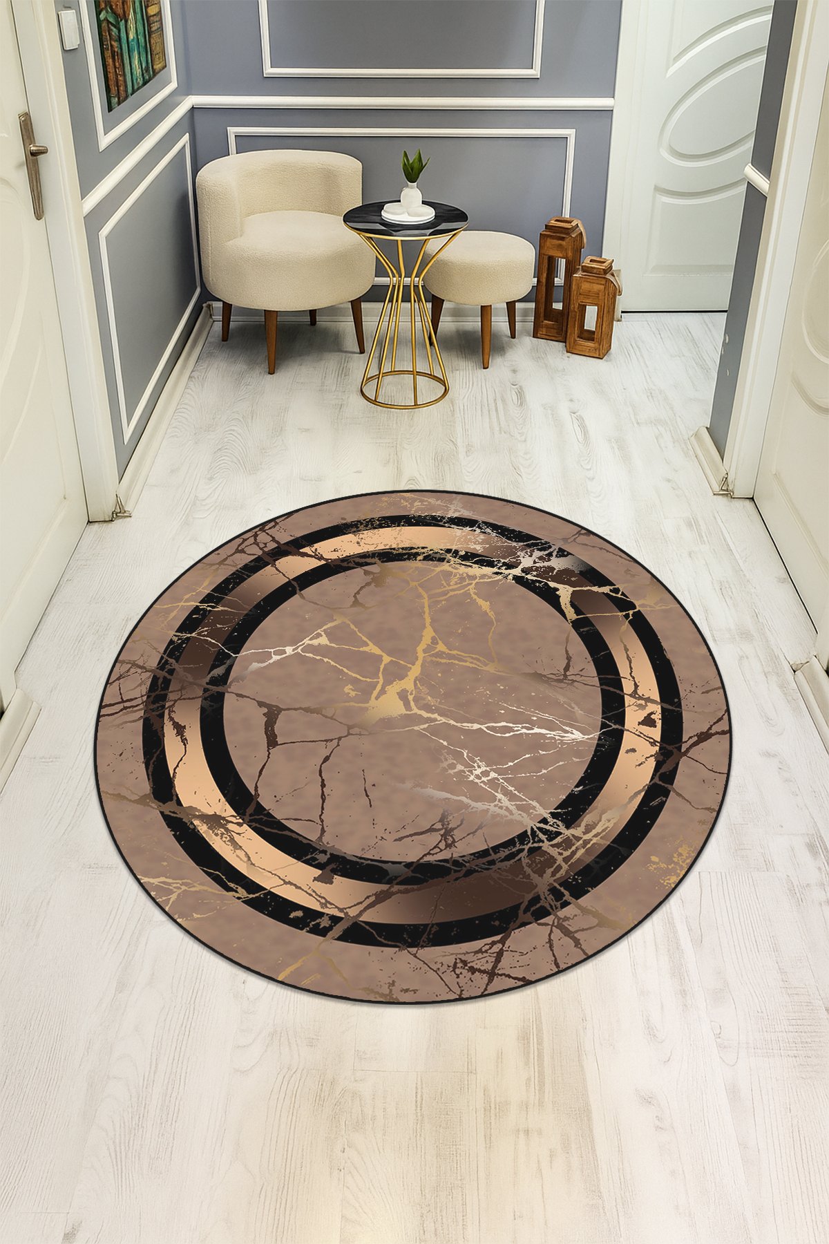 Dijital Baskı Modern Kaymaz Taban Halı H0330