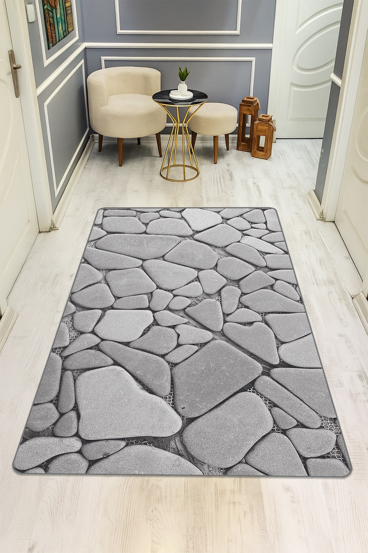 Modern Desenli Dijital Baskı Kaymaz Taban Halı H0129