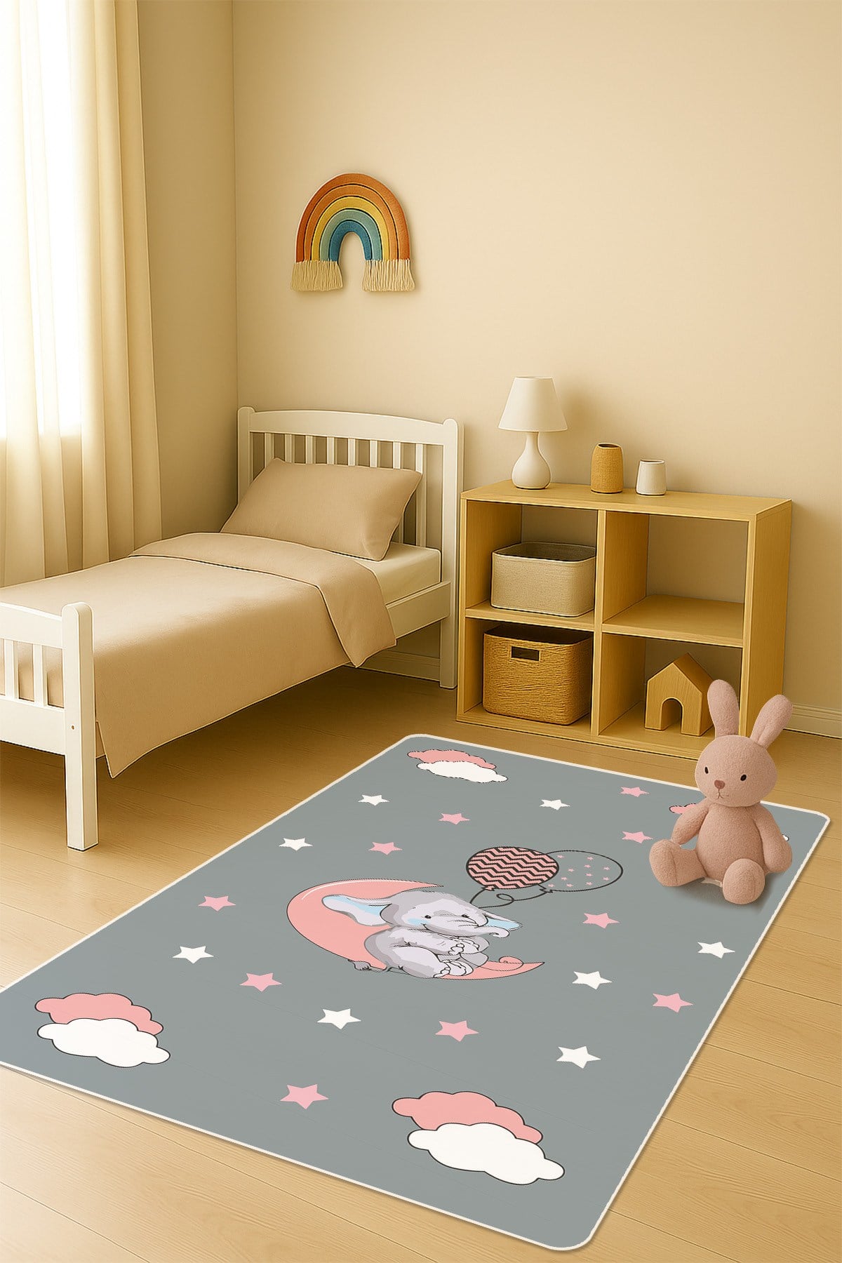 Modern Desenli Dijital Baskı Kaymaz Taban Çocuk ve Genç Odası Halısı H0872