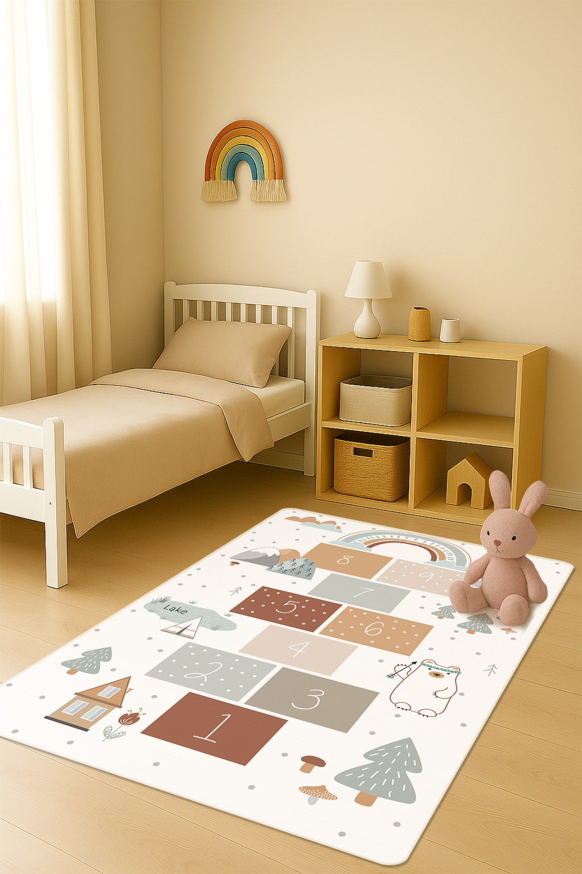 Modern Dijital Baskı Kaymaz Taban Çocuk ve Genç Odası Halısı H0698