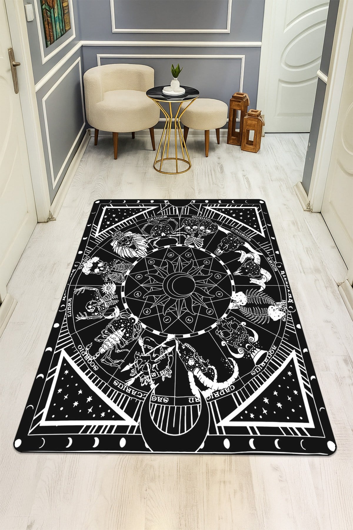 Modern Desenli Dijital Baskı Kaymaz Taban Halı H0906