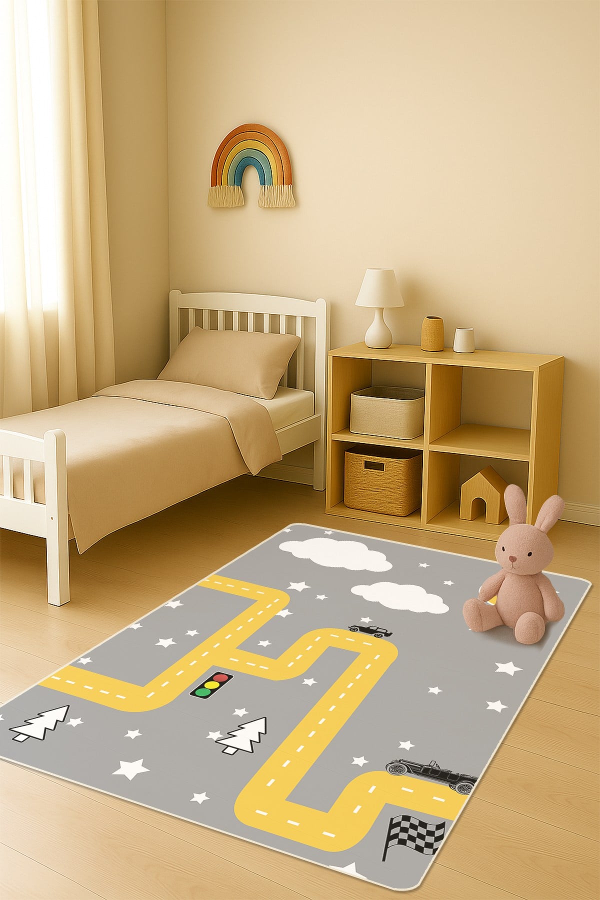 Modern Dijital Baskı Kaymaz Taban Çocuk ve Genç Odası Halısı H0723