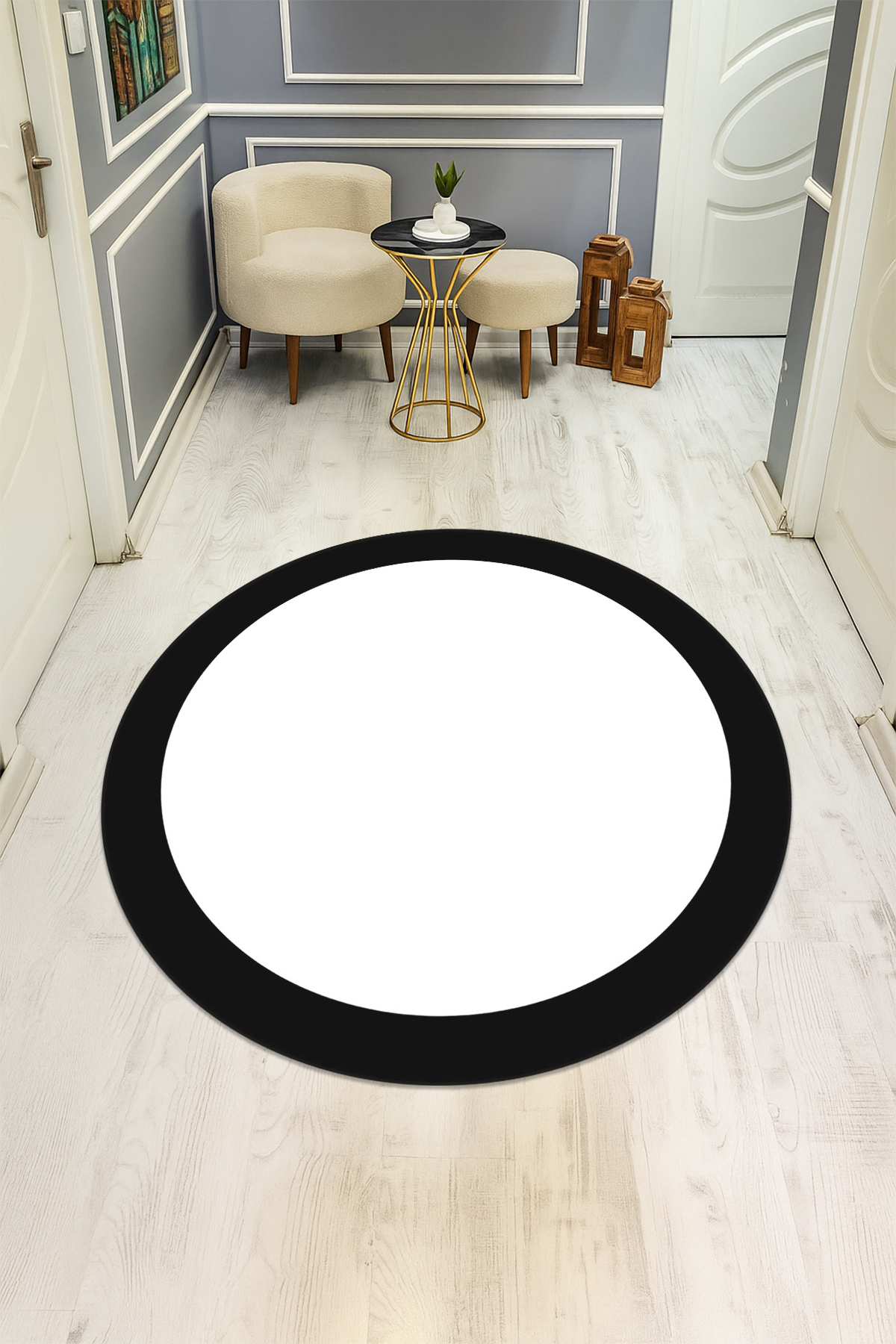 Dijital Baskı Modern Kaymaz Taban Halı H0325