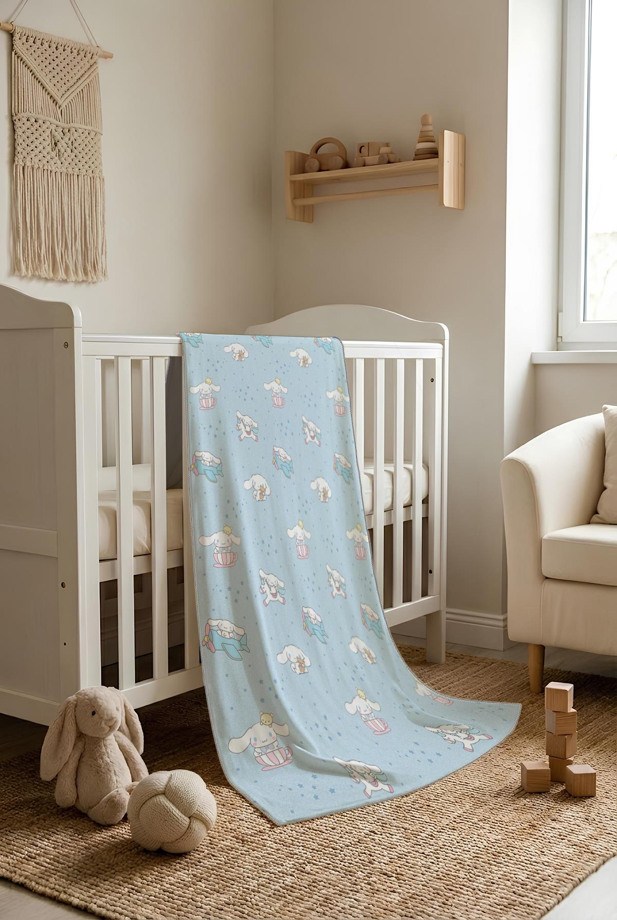 Tavşan Desenli Soft Touch Termal Bebek Battaniyesi CBT0005