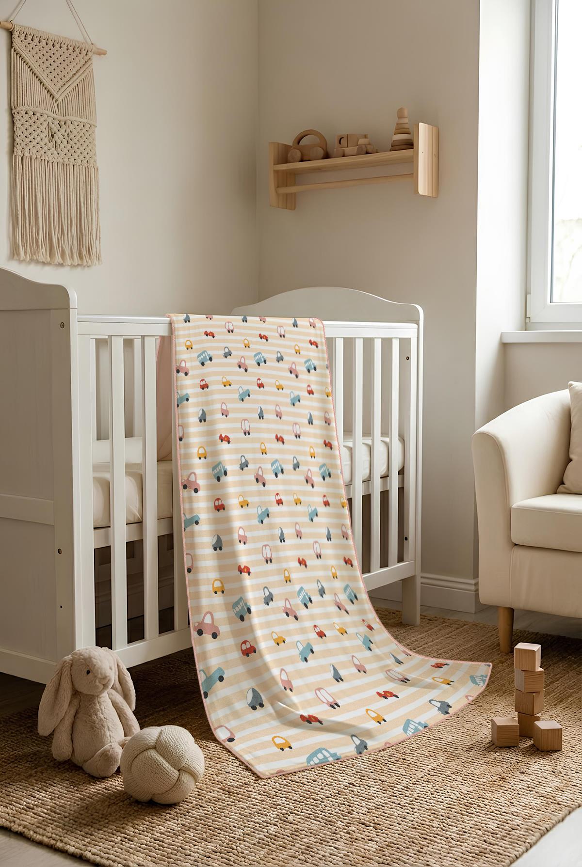 Araba Desenli Soft Touch Termal Bebek Battaniyesi CBT0002