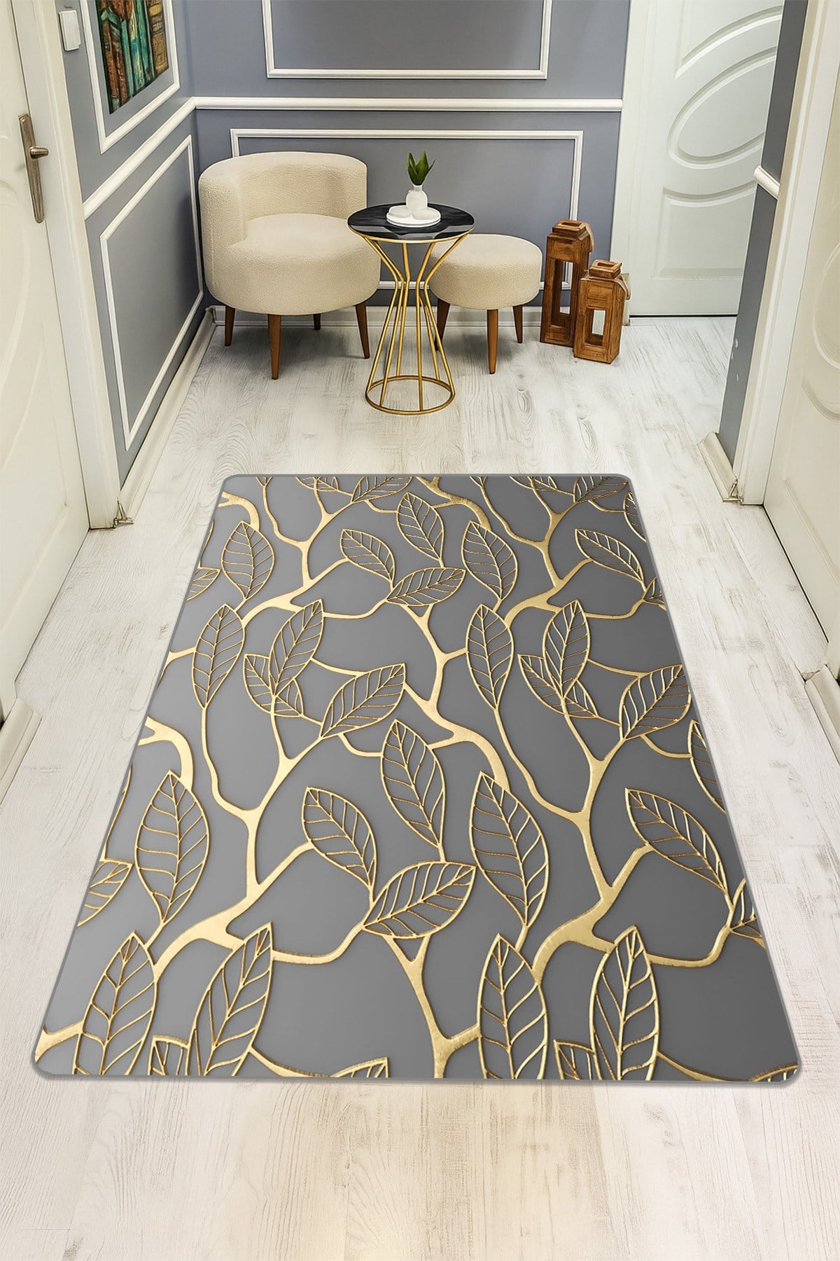 Modern Desenli Dijital Baskı Kaymaz Taban Halı H0730