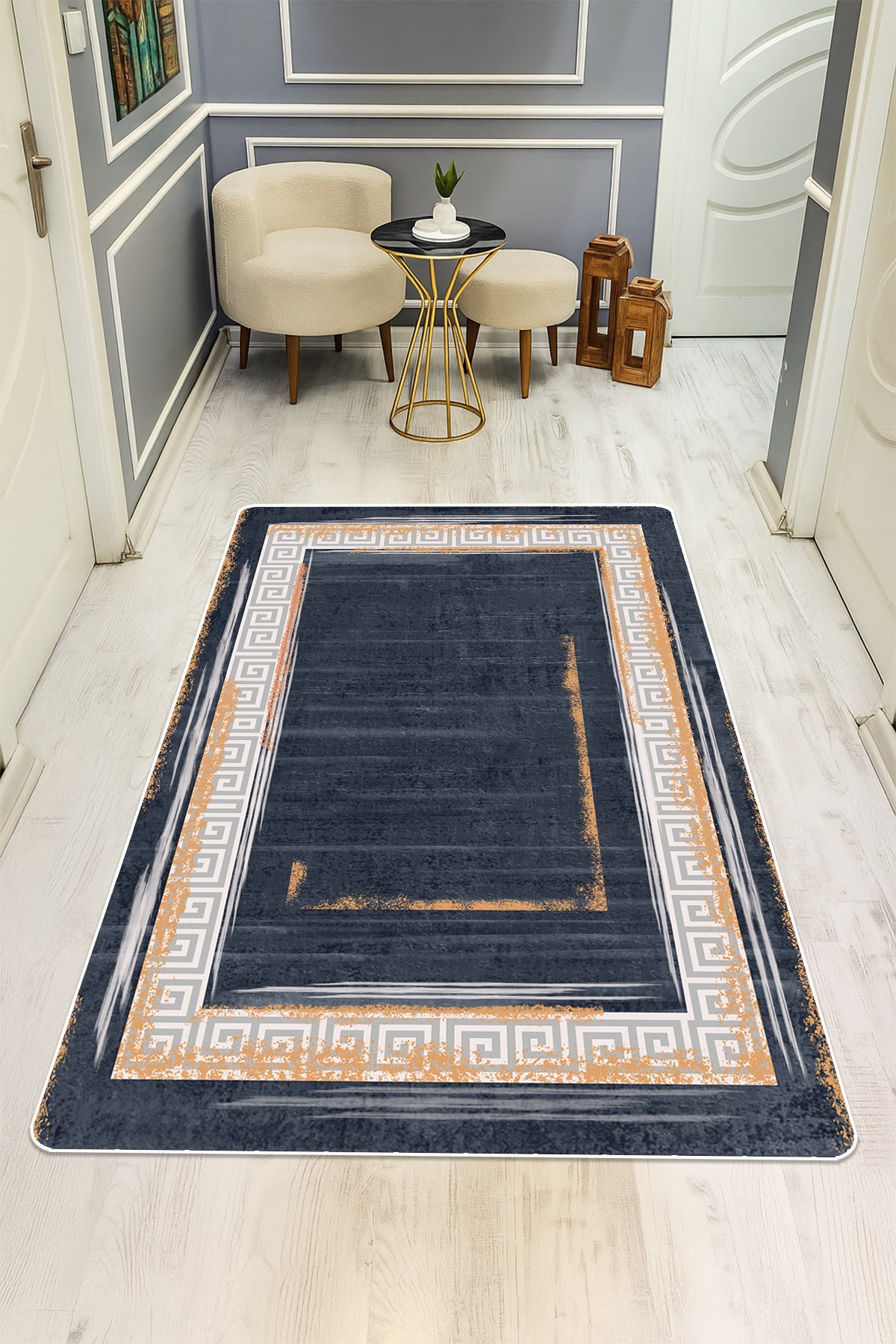 Modern Desenli Dijital Baskı Kaymaz Taban Halı H0229