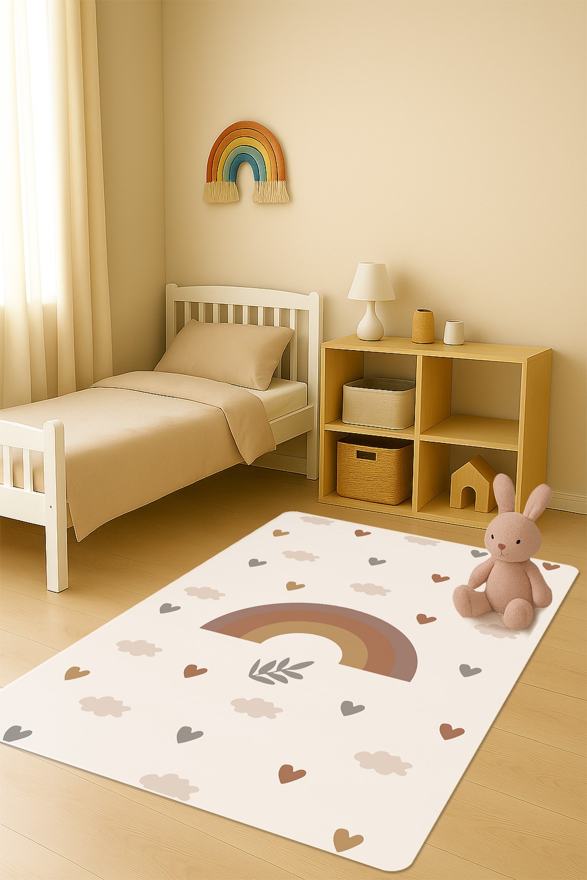 Modern Desenli Dijital Baskı Kaymaz Taban Çocuk ve Genç Odası Halısı H0753