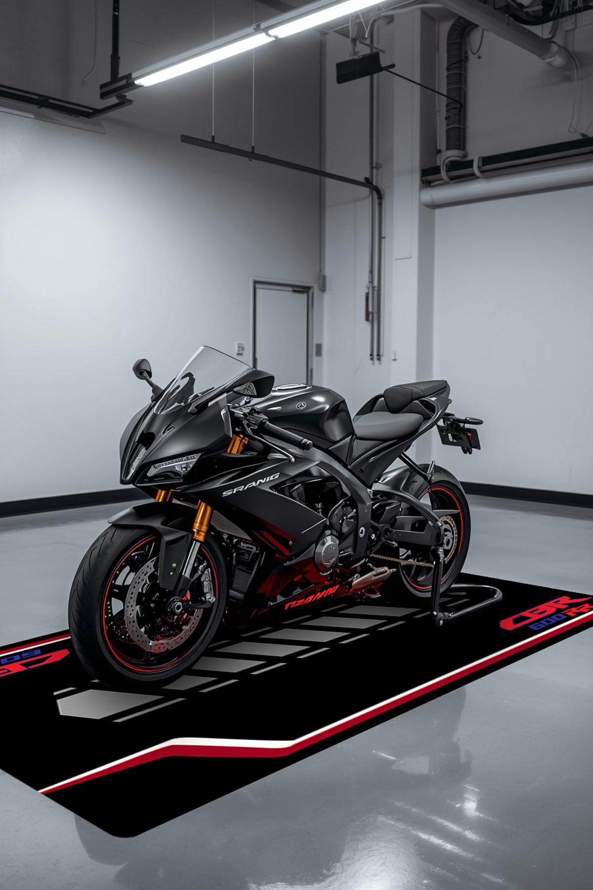 CBR 600RR Motor Matı Süngerli Kaymaz Dot Taban Dijital Baskı Motor Halısı MTR0005