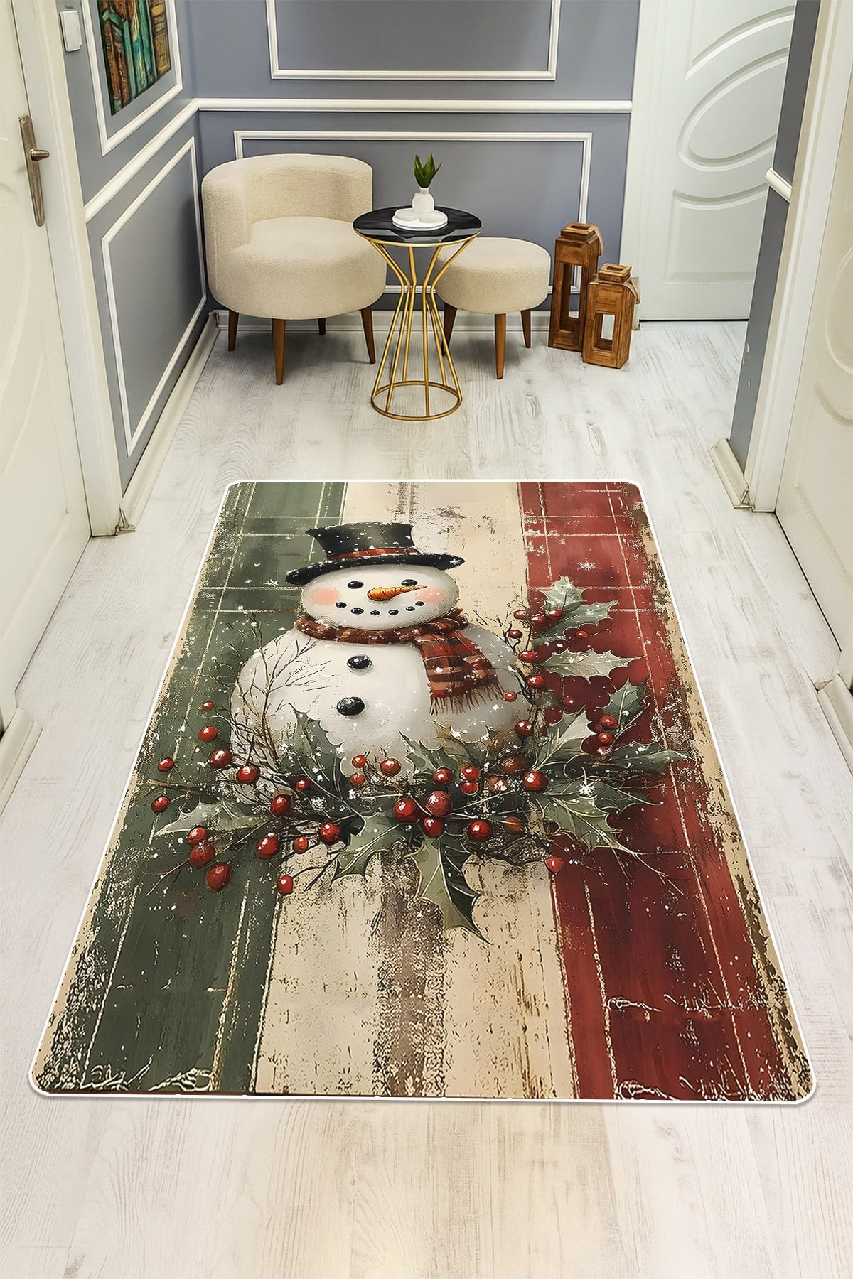 Modern Desenli Dijital Baskı Kaymaz Taban Halı H0196