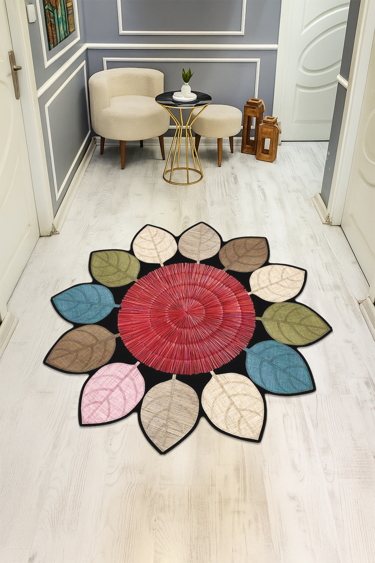 Dijital Baskı Modern Kaymaz Taban Halı H0392