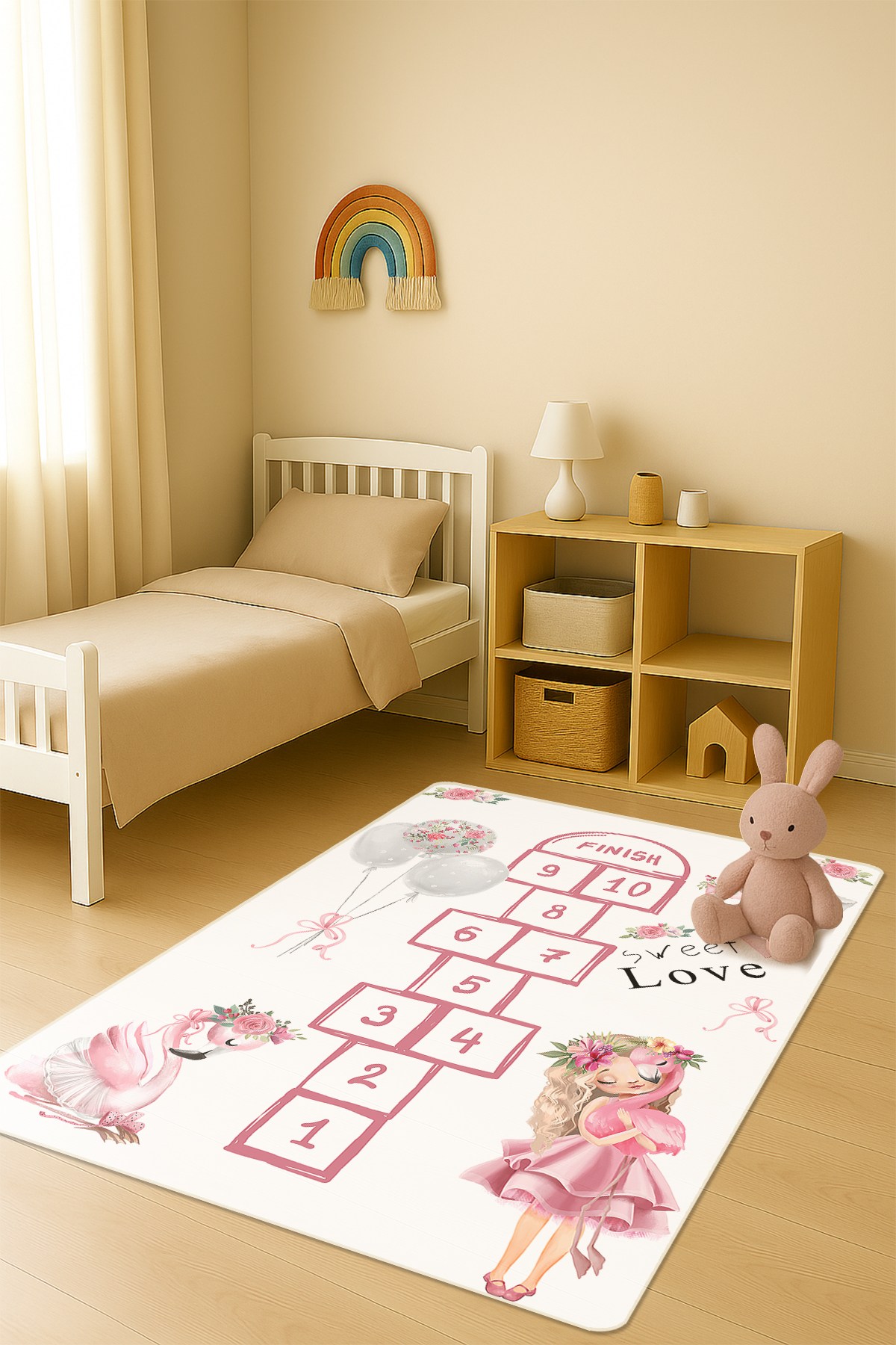 Modern Dijital Baskı Kaymaz Taban Çocuk ve Genç Odası Halısı H0703