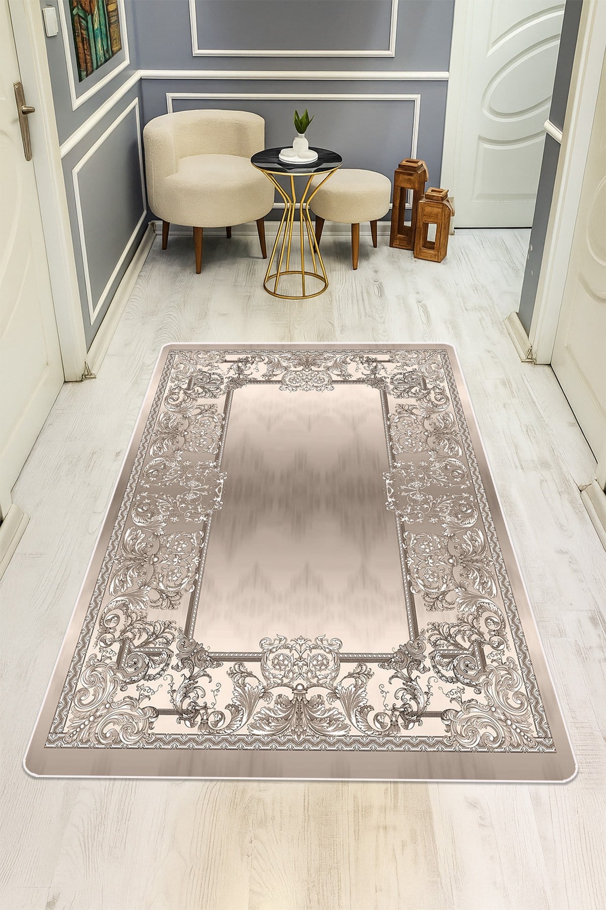 Modern Desenli Dijital Baskı Kaymaz Taban Halı H0735