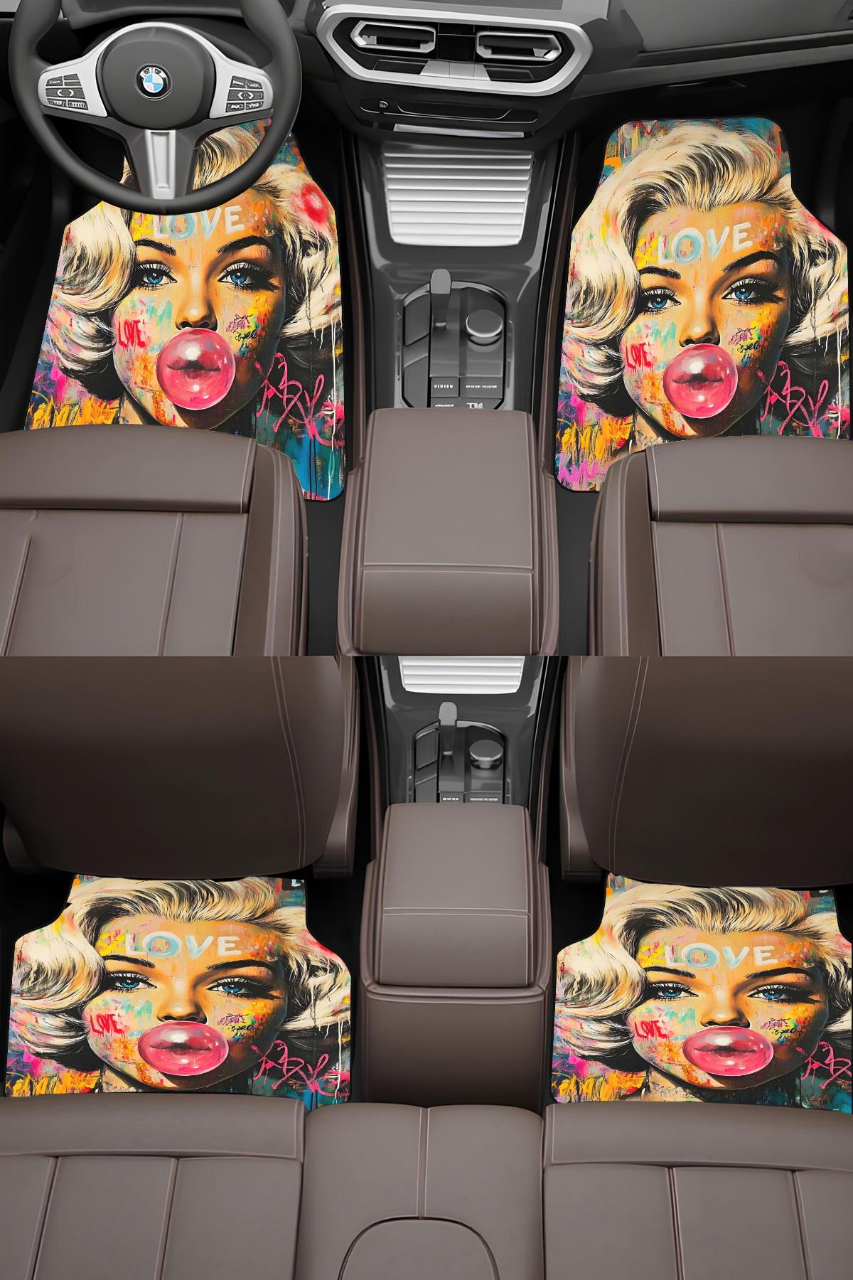 Modern Marilyn Premium Dot Tabanlı 4’lü Araba Paspası Takımı APS0003