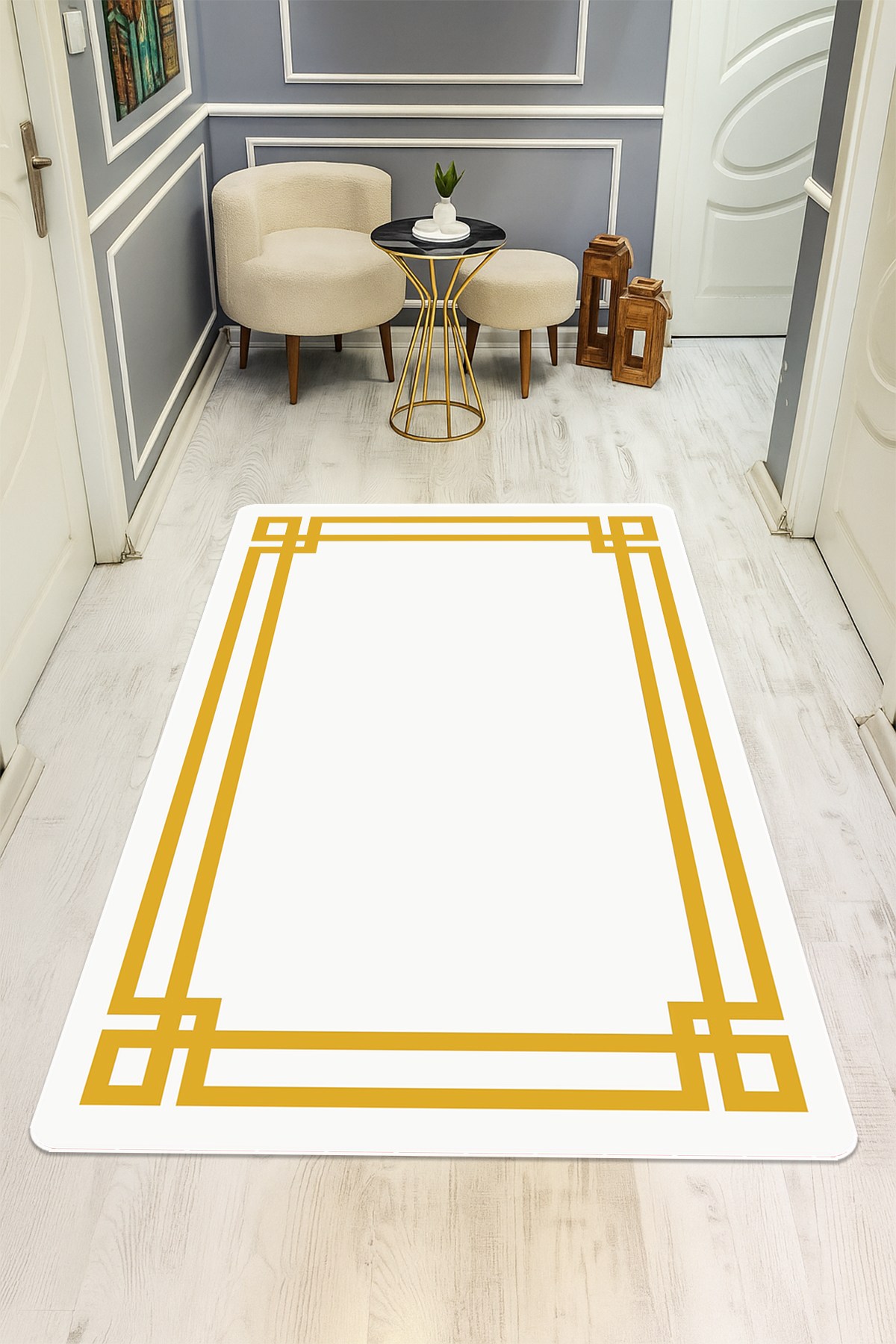 Modern Desenli Dijital Baskı Kaymaz Taban Halı H0238