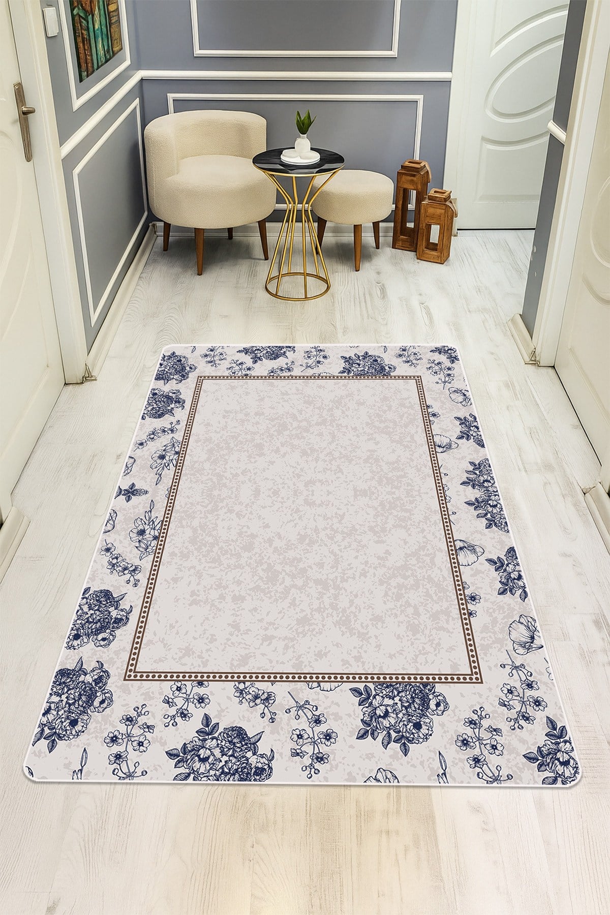 Modern Desenli Dijital Baskı Kaymaz Taban Halı H0926
