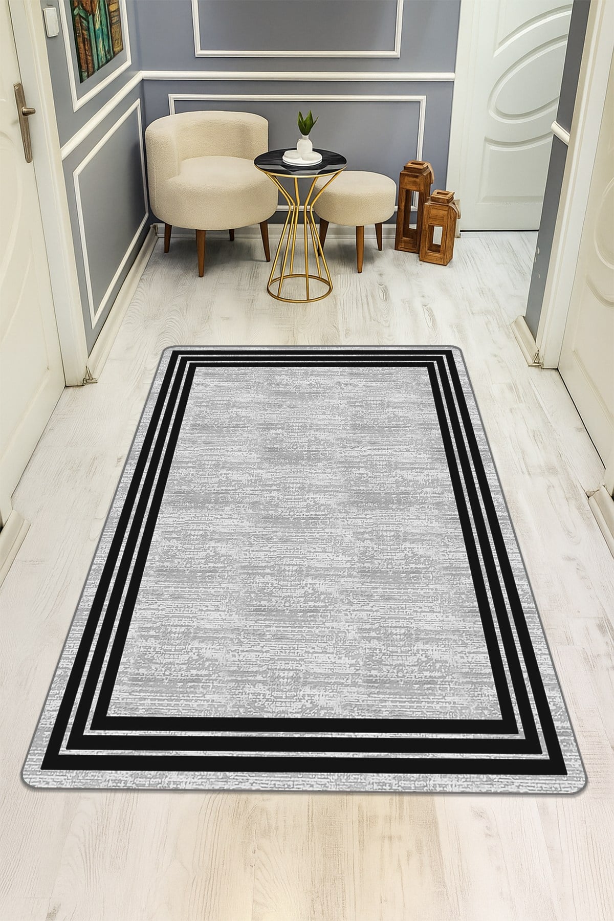 Modern Desenli Dijital Baskı Kaymaz Taban Halı H0208