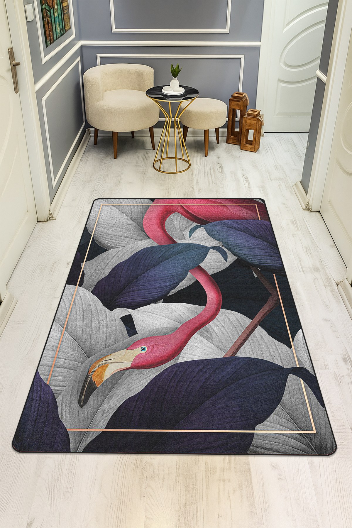 Modern Desenli Dijital Baskı Kaymaz Taban Halı H0235