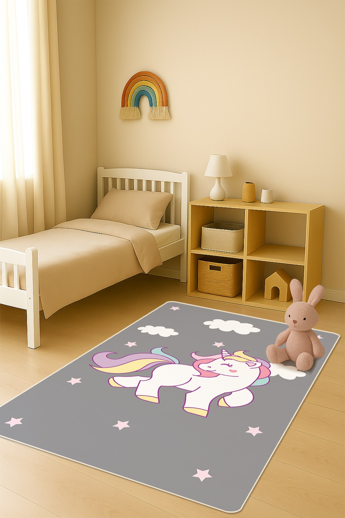 Modern Dijital Baskı Kaymaz Taban Çocuk ve Genç Odası Halısı H0777