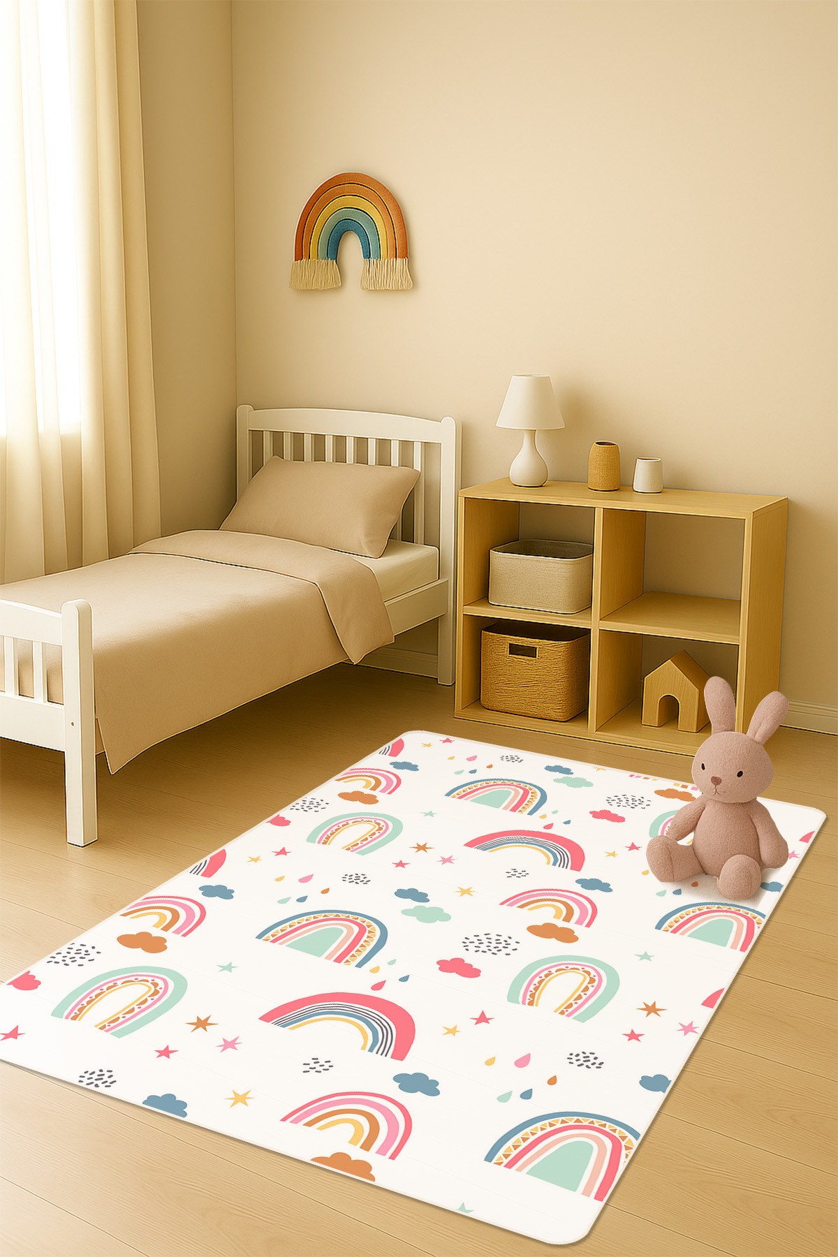 Modern Desenli Dijital Baskı Kaymaz Taban Çocuk ve Genç Odası Halısı H0756