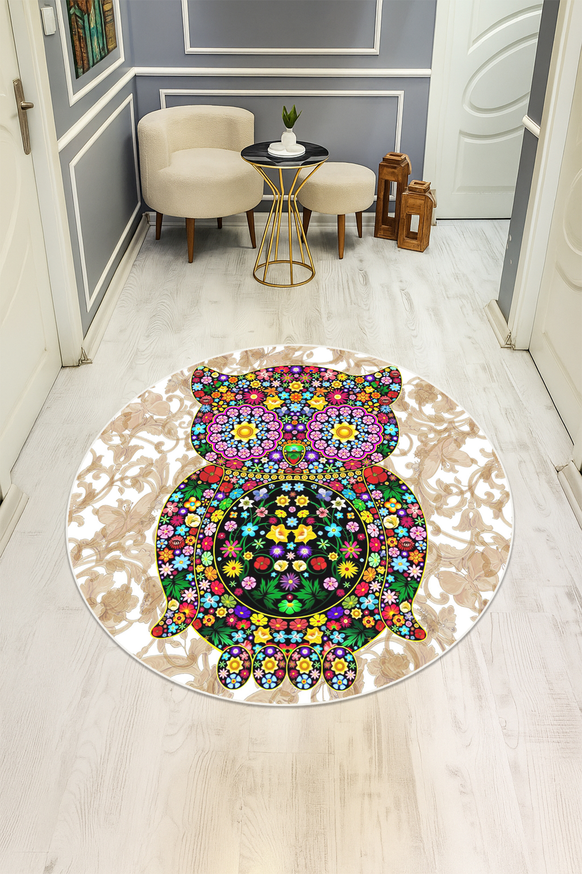 Dijital Baskı Modern Kaymaz Taban Halı H0339