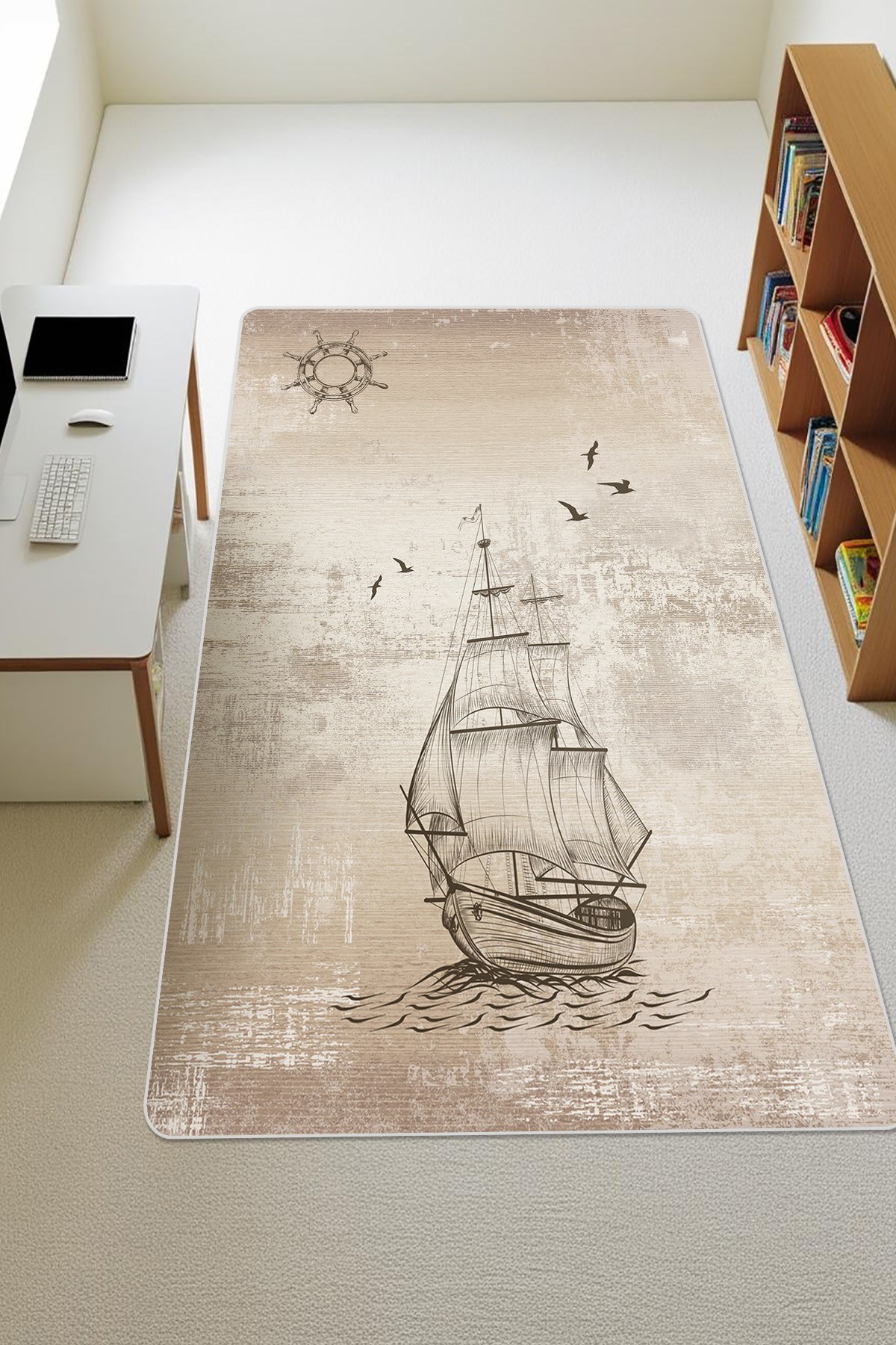 Modern Desenli Dijital Baskı Kaymaz Taban Çocuk ve Genç Odası Halısı H0748