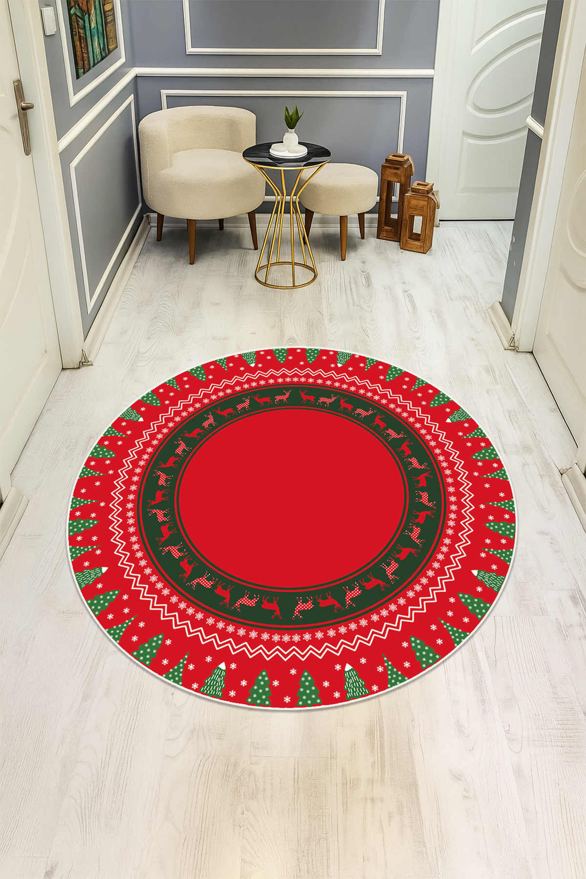 Dijital Baskı Modern Kaymaz Taban Halı H0324