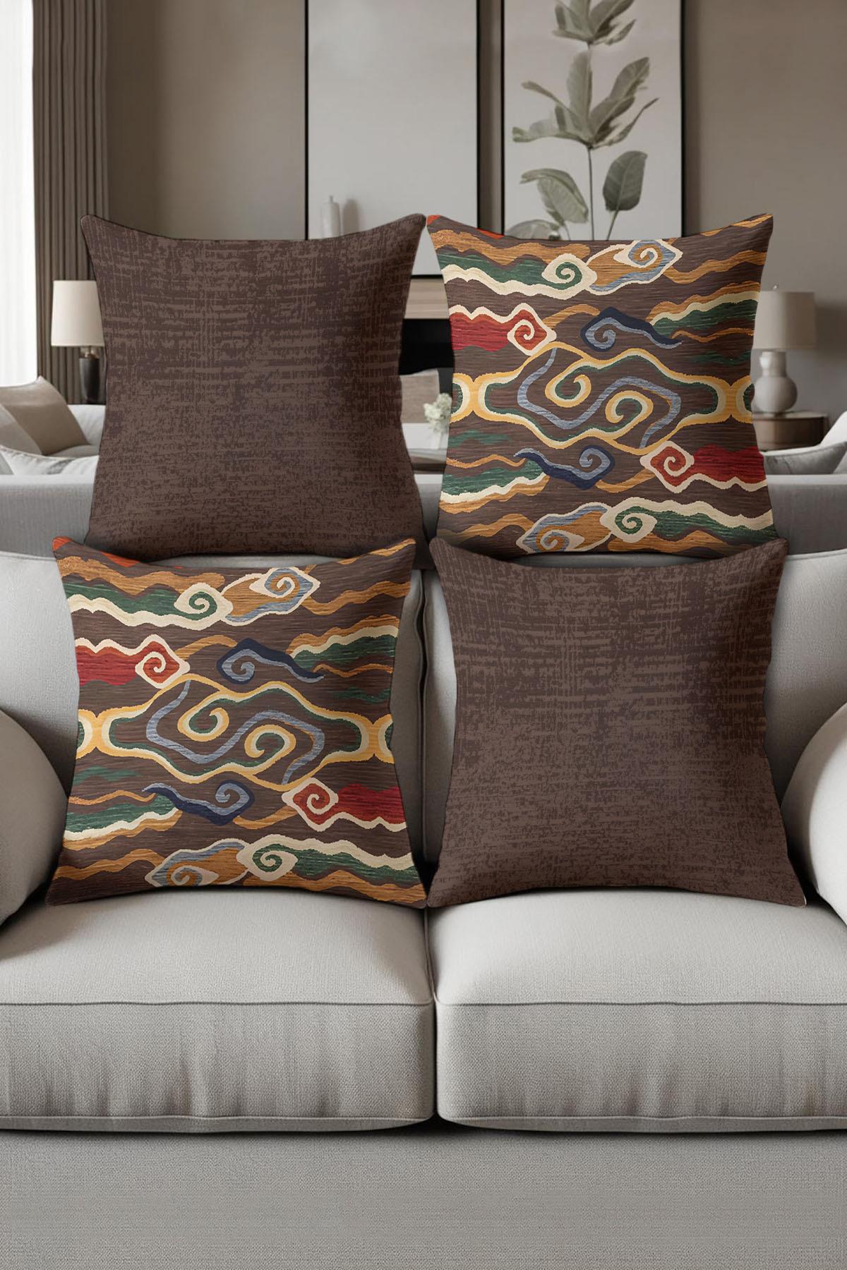 Dijital Baskılı Yumuşak Dokulu 4’lü Kırlent Kılıfı Takımı (43x43 cm) KRL0085