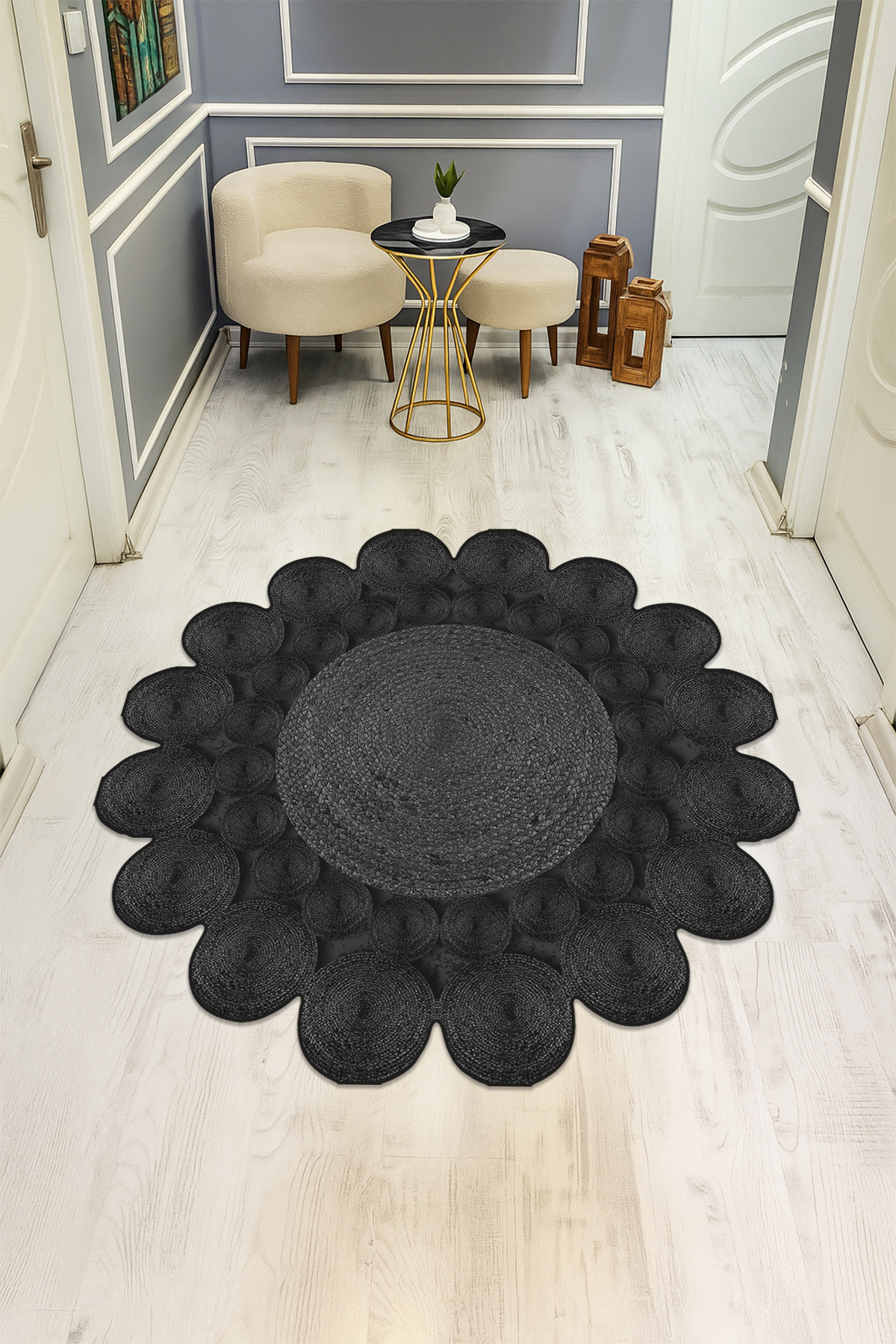 Dijital Baskı Modern Kaymaz Taban Halı H0382