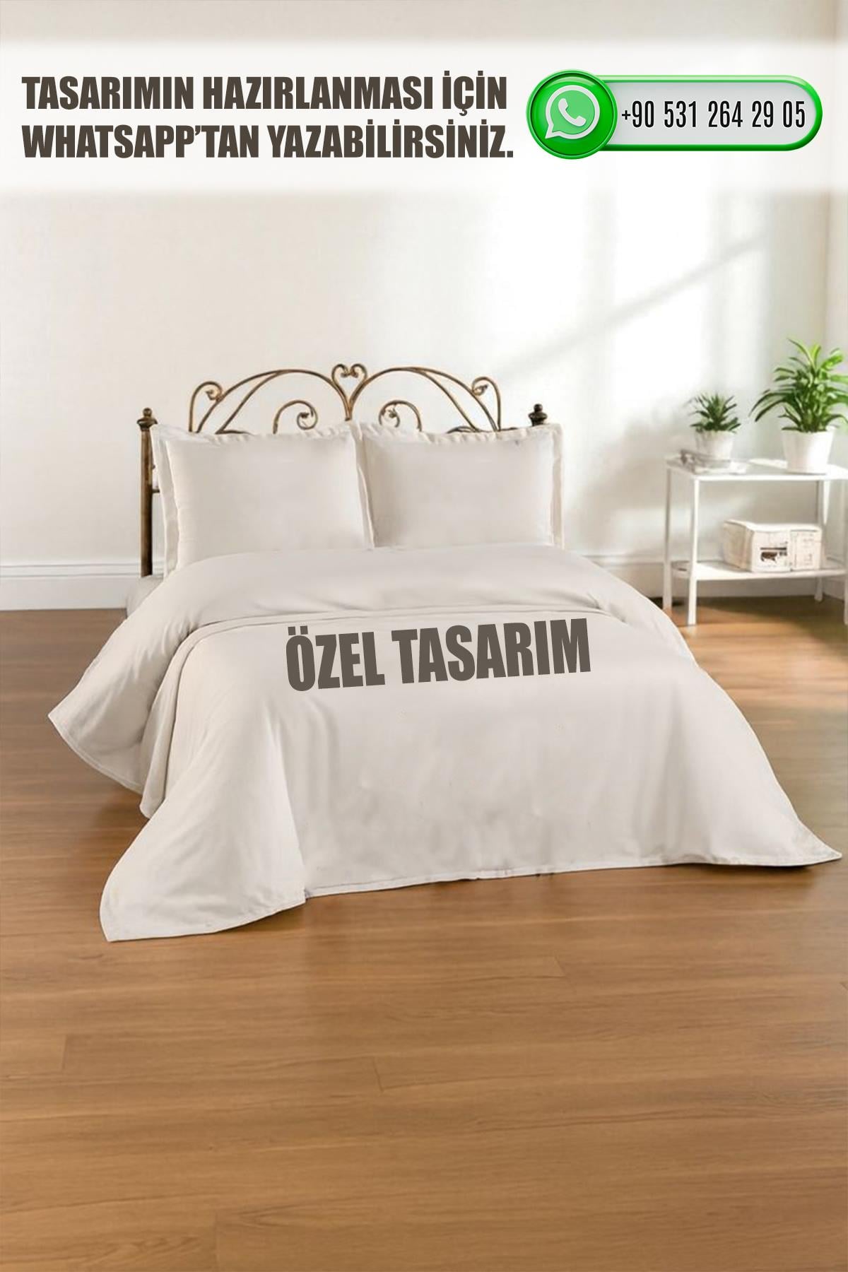 Doğal Keten Kumaş Çift Kişilik Yatak Örtüsü Seti (3 Parça)