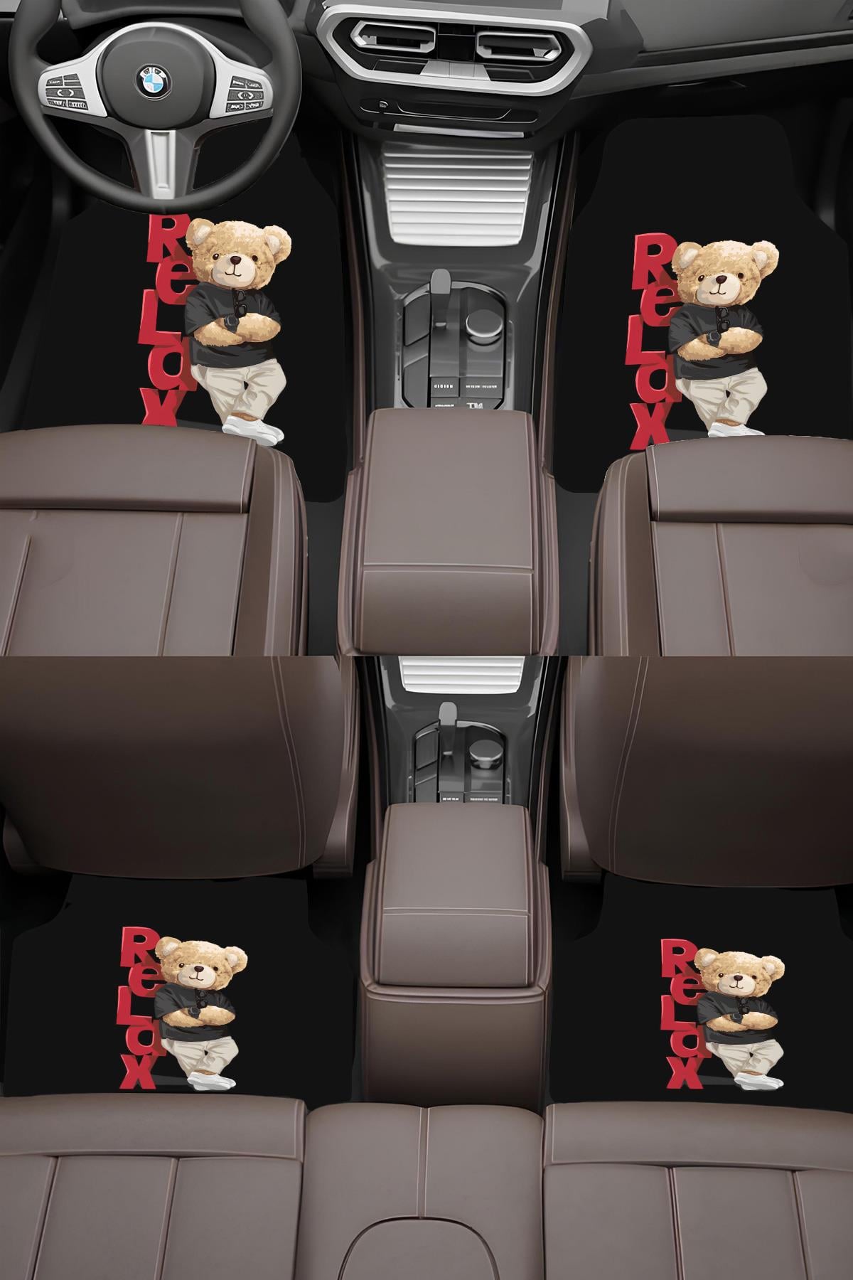 Teddy Ayıcık Premium Dot Tabanlı 4’lü Araba Paspası Takımı APS0002