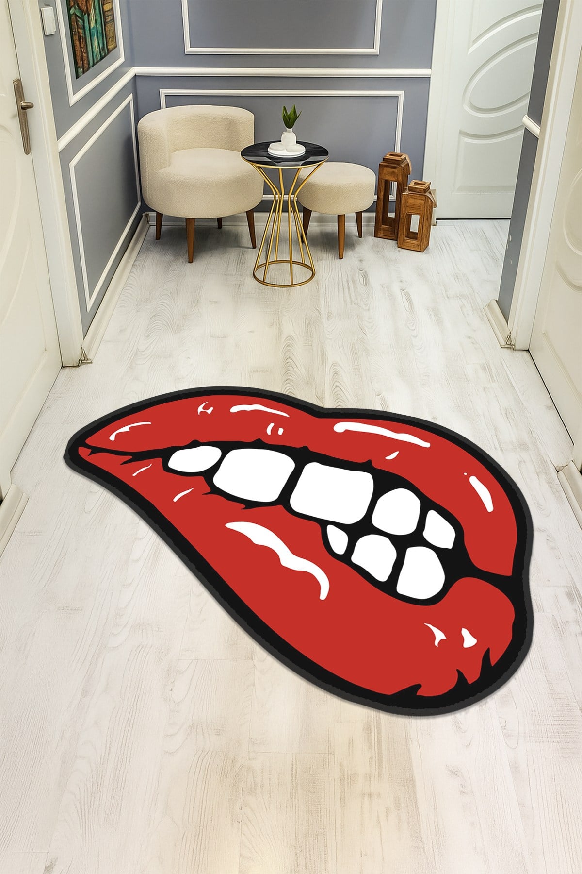 Modern Desenli Lazer Kesim Dijital Baskı Kaymaz Taban Halı H0410