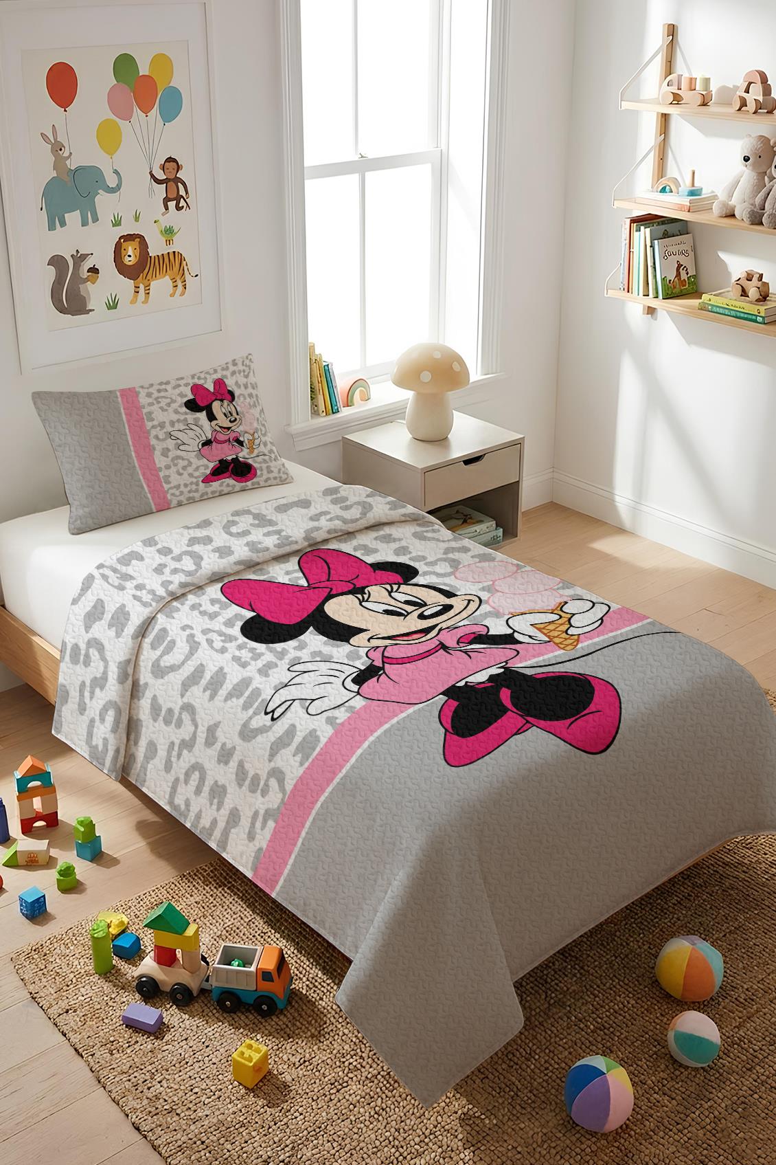 Mickey Kadife Kumaş Çocuk Yatak Örtüsü Seti (2 Parça) TKY0024