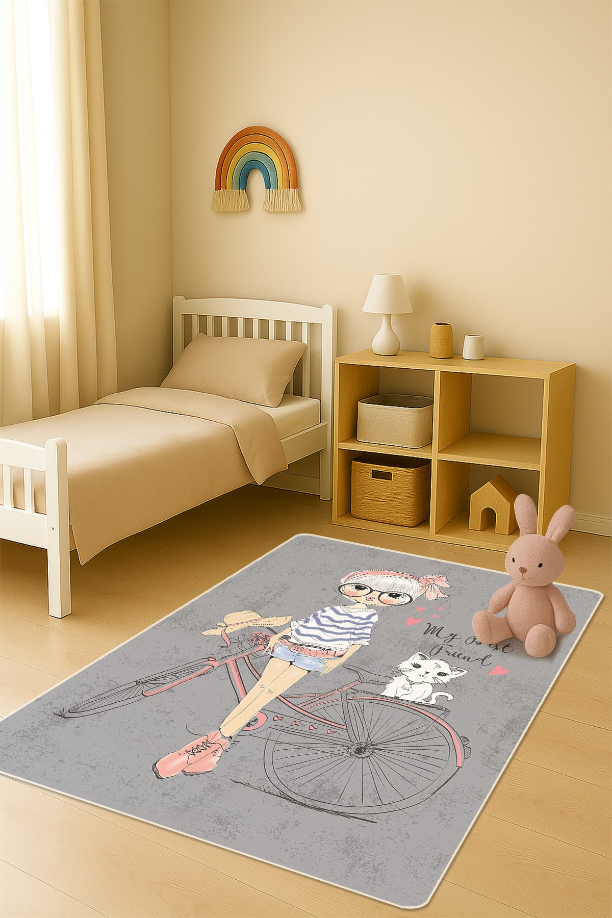 Modern Dijital Baskı Kaymaz Taban Çocuk ve Genç Odası Halısı H0608