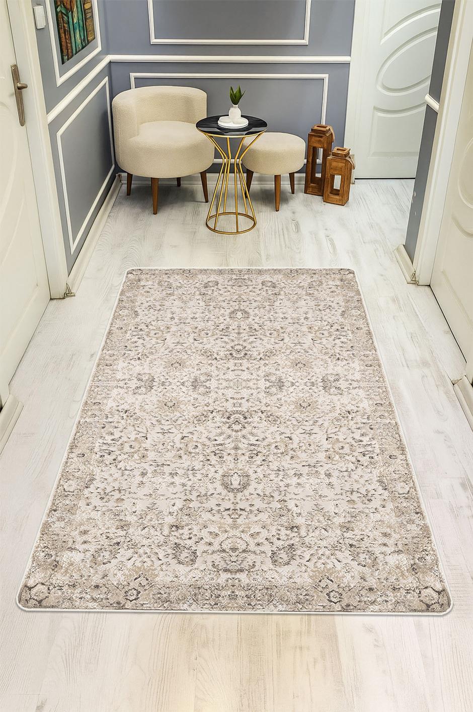 Parlak Kadife Kumaş VINTAGE Dijital Baskı Dot Kaymaz Tabanlı Halı H1066