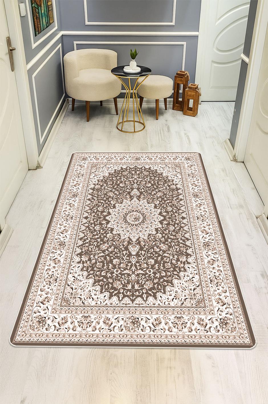 Klasik Desen Dijital Baskı Kaymaz Taban Halı H1057
