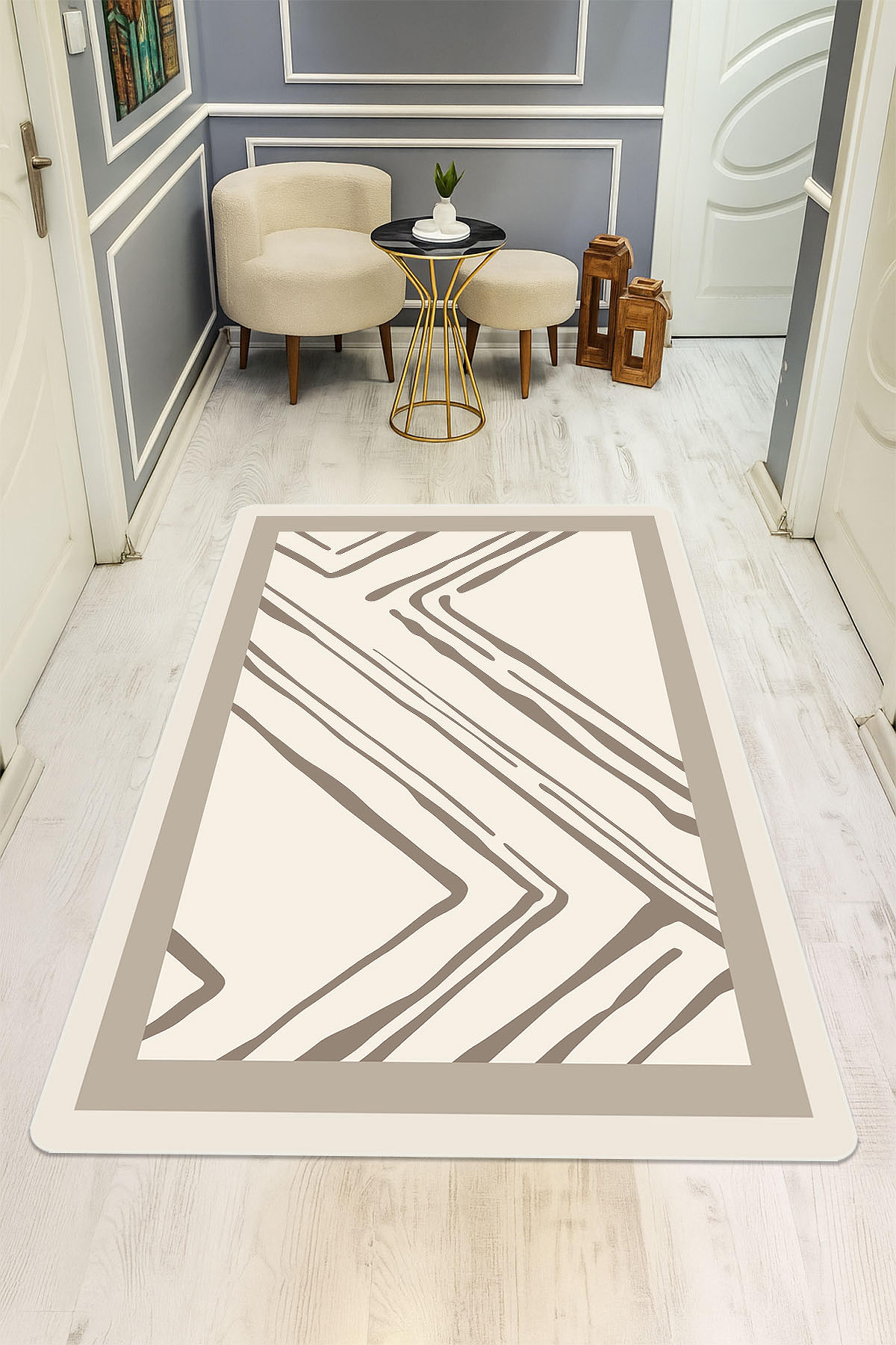 Modern Desenli Dijital Baskı Kaymaz Taban Halı H1093