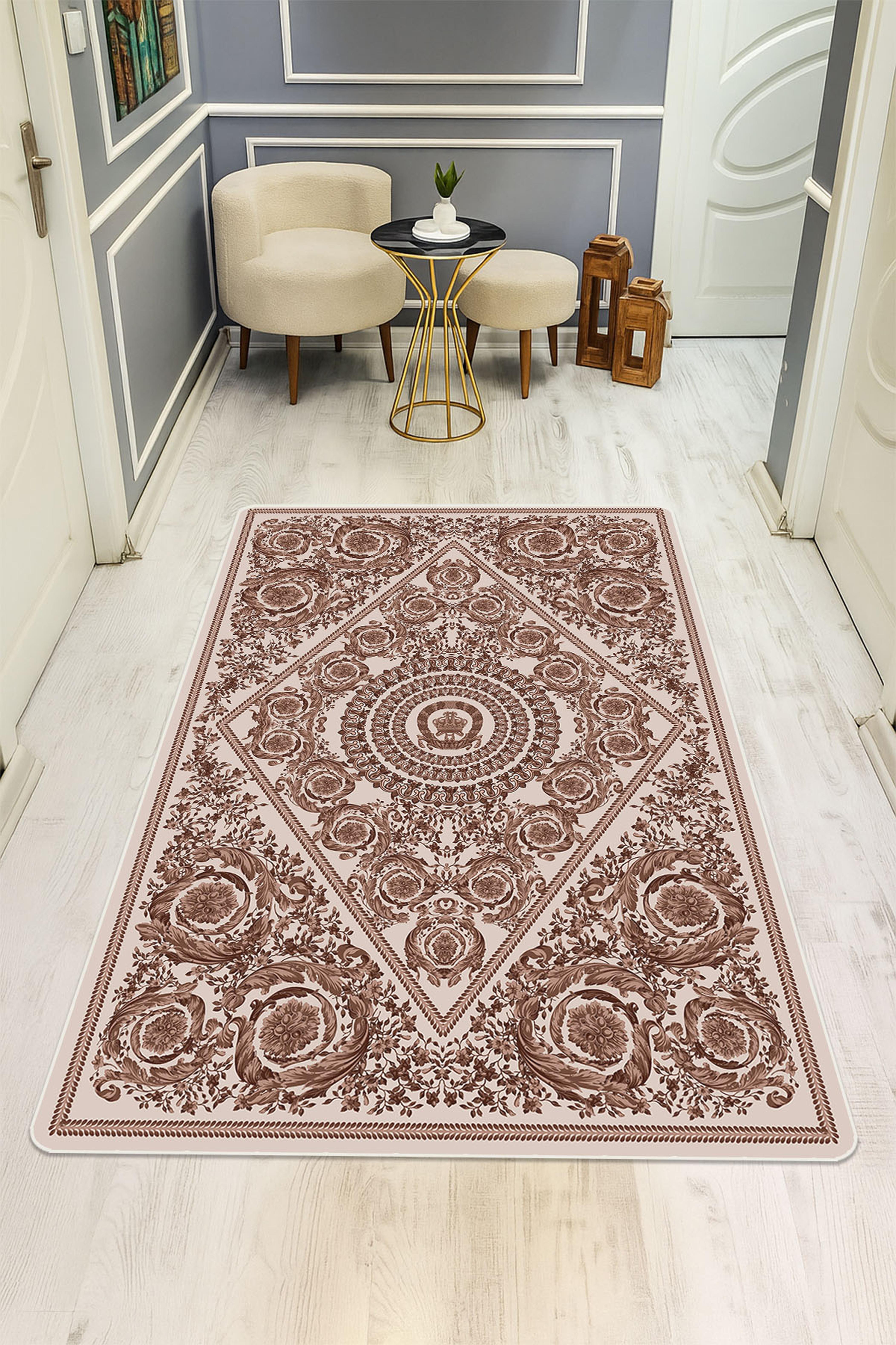 Modern Desenli Dijital Baskı Kaymaz Taban Halı H1096